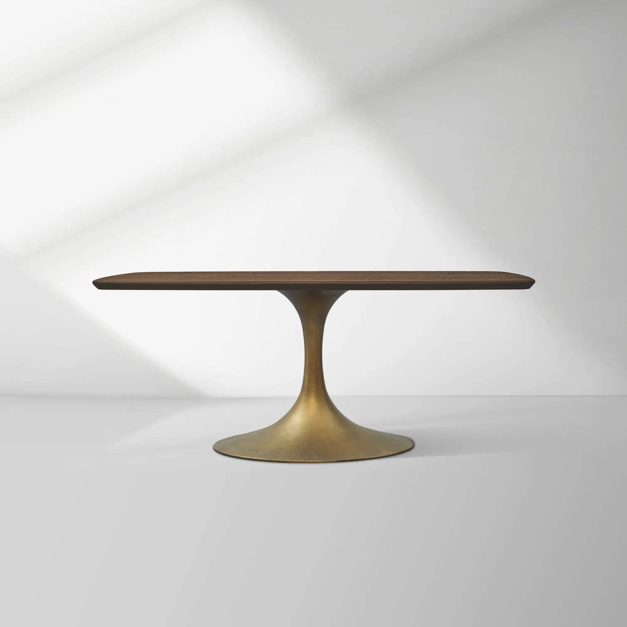 Aero Solid Oak Top Dining Table Tulip Rectangular Dining Table with Launette Base