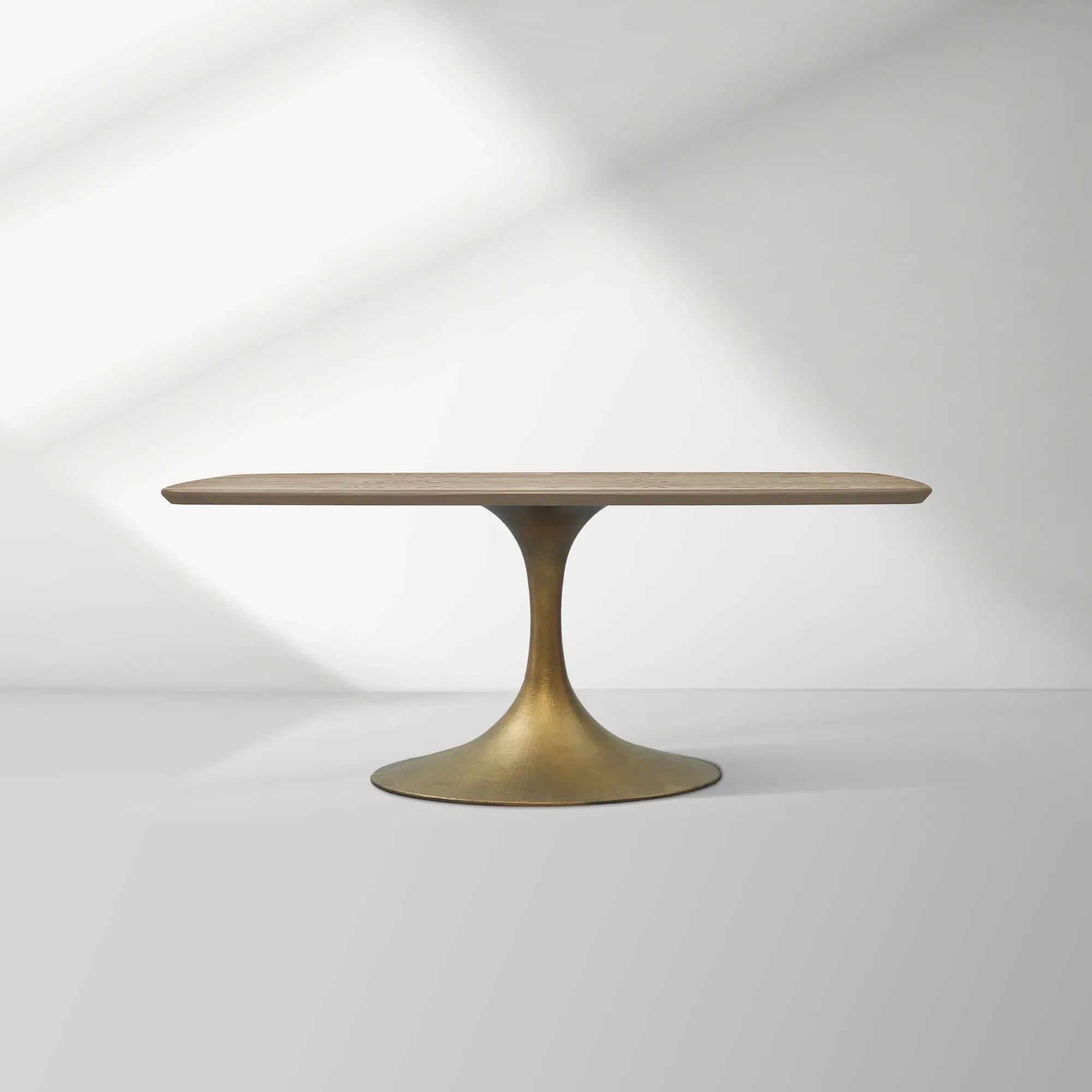 Aero Solid Oak Top Dining Table Tulip Rectangular Dining Table with Launette Base