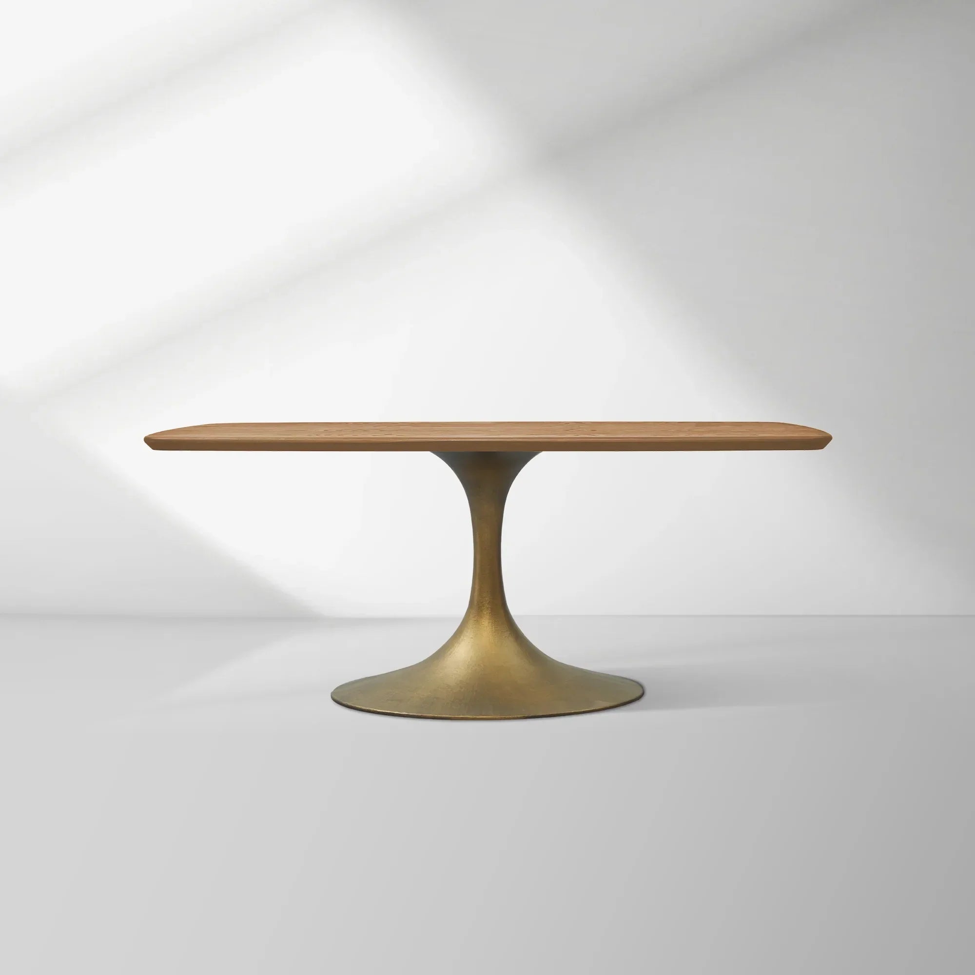 Aero Solid Oak Top Dining Table Tulip Rectangular Dining Table with Launette Base