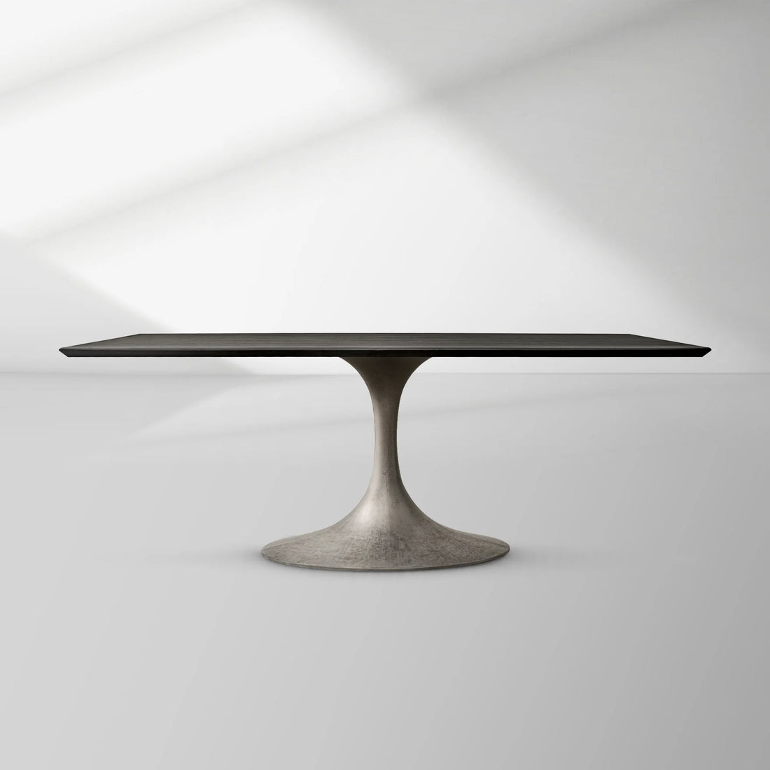 Aero Rectangular Oak Dining Table with Cast Steel Pedestal Base