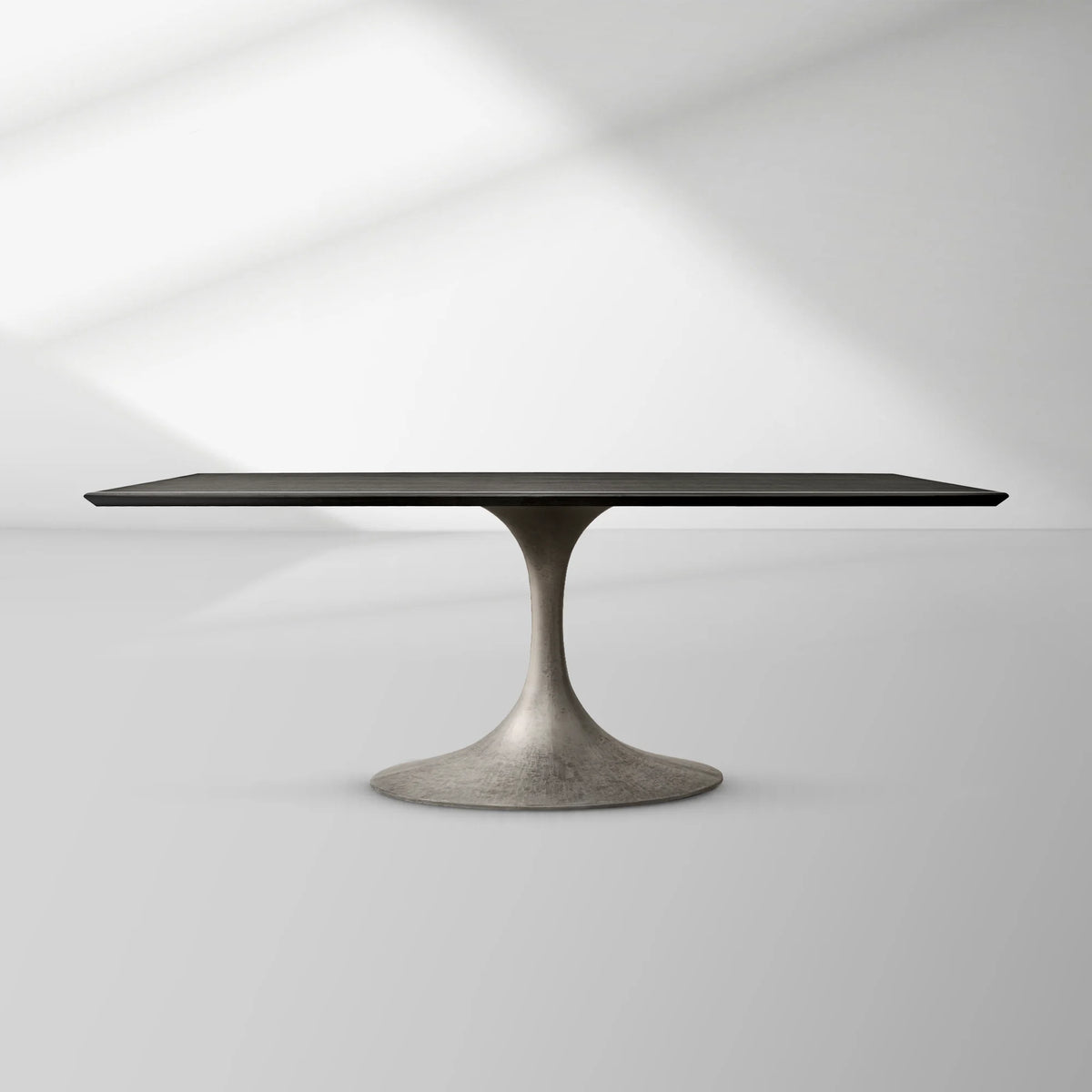 Aero Rectangular Oak Dining Table with Cast Steel Pedestal Base