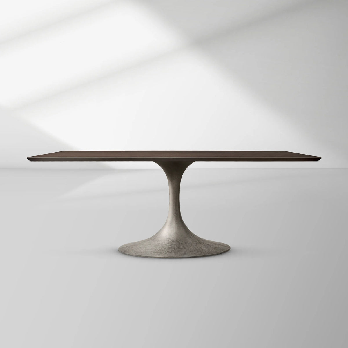 Aero Rectangular Oak Dining Table with Cast Steel Pedestal Base