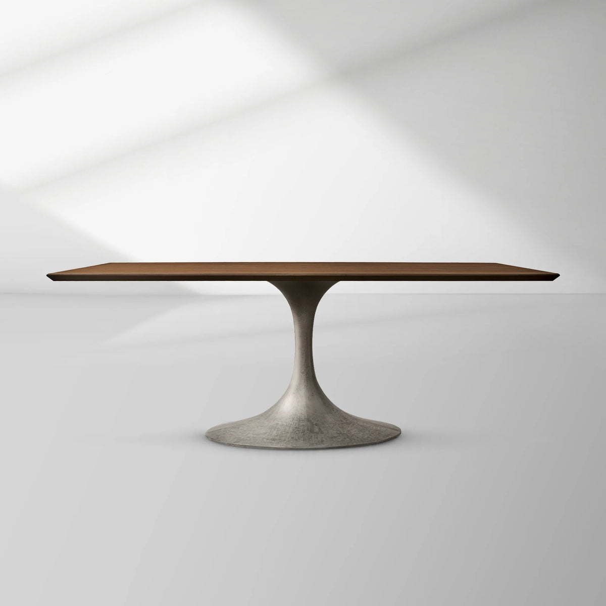 Aero Rectangular Oak Dining Table with Cast Steel Pedestal Base