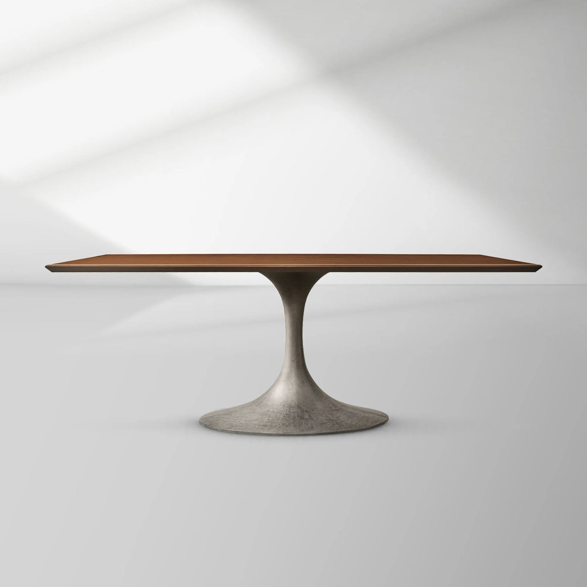 Aero Rectangular Oak Dining Table with Cast Steel Pedestal Base