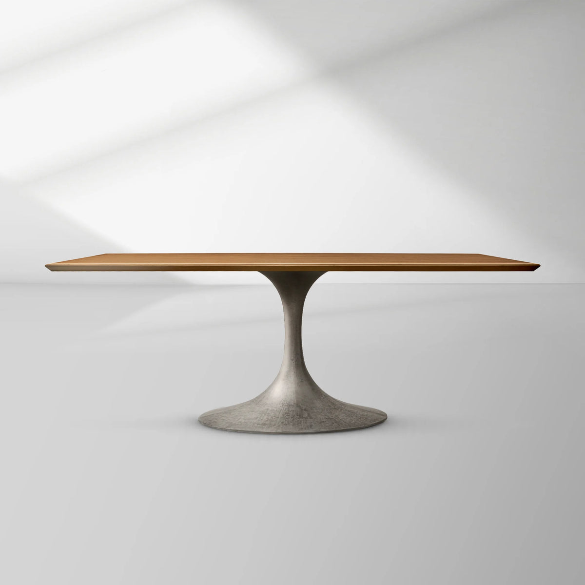Aero Rectangular Oak Dining Table with Cast Steel Pedestal Base