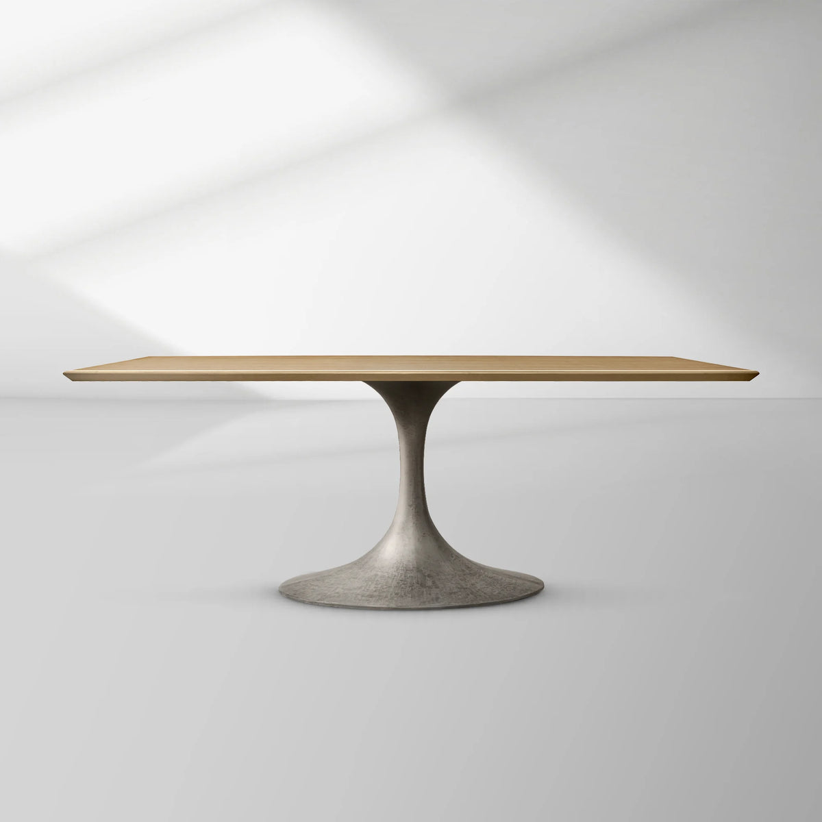 Aero Rectangular Oak Dining Table with Cast Steel Pedestal Base