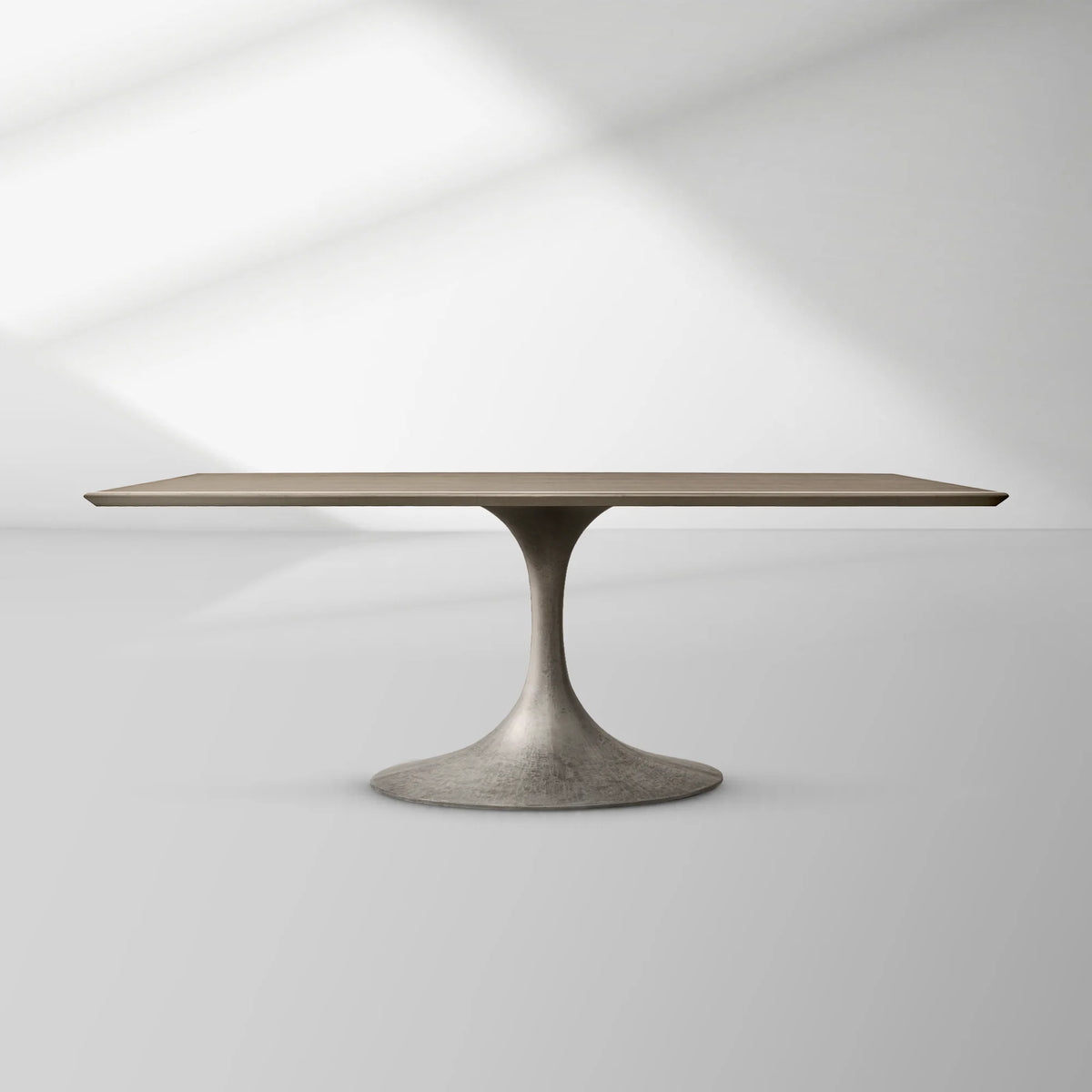 Aero Rectangular Oak Dining Table with Cast Steel Pedestal Base
