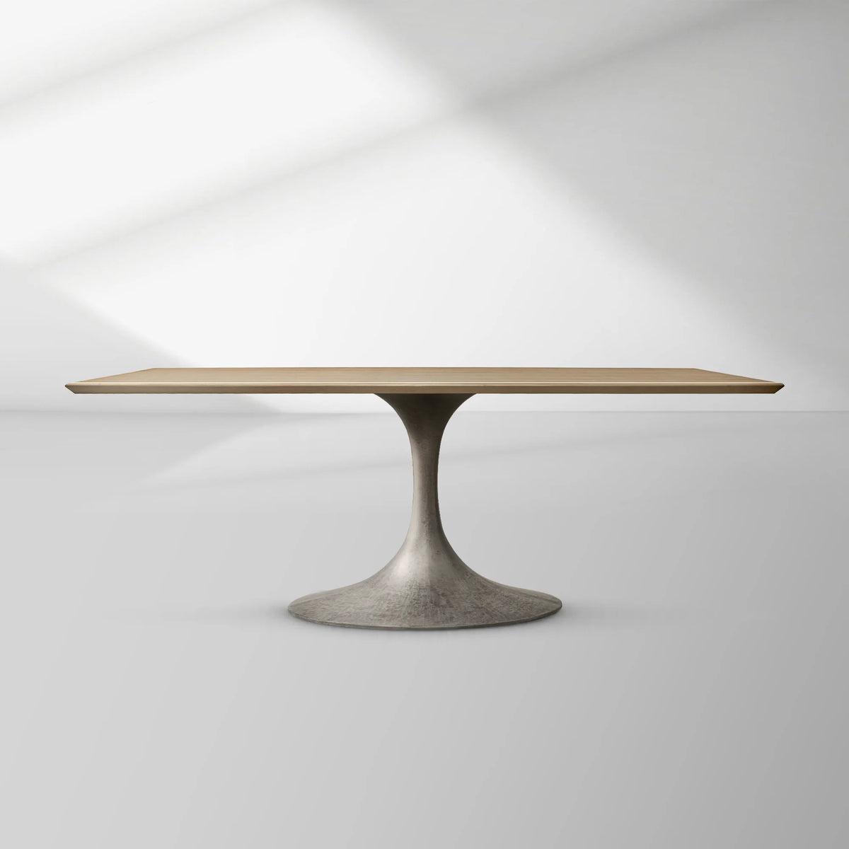 Aero Rectangular Oak Dining Table with Cast Steel Pedestal Base