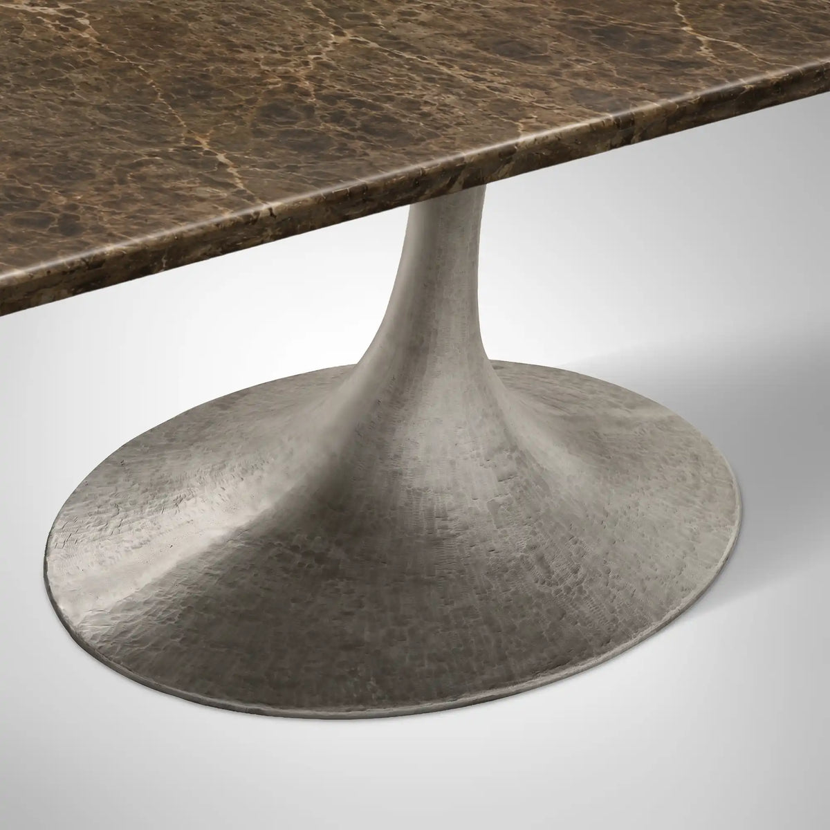 Aero Rectangular Stone Dining Table with Marble Top and Cast Steel Base