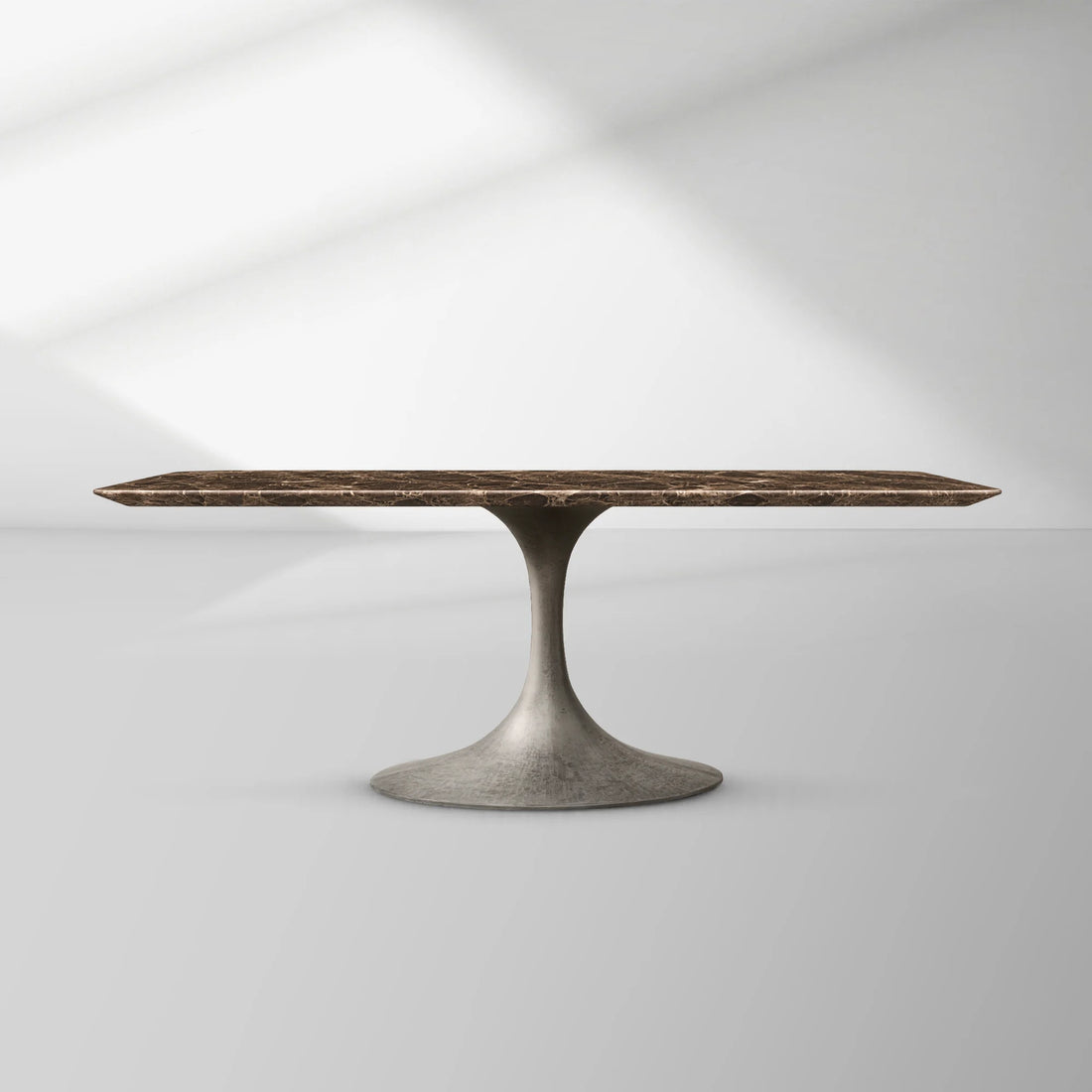 Aero Rectangular Stone Dining Table with Marble Top and Cast Steel Base