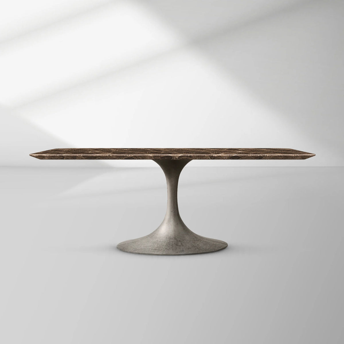 Aero Rectangular Stone Dining Table with Marble Top and Cast Steel Base