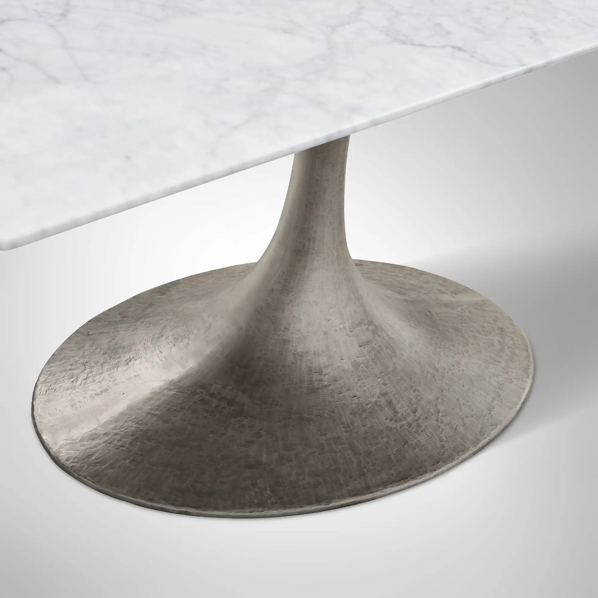 Aero Rectangular Stone Dining Table with Marble Top and Cast Steel Base
