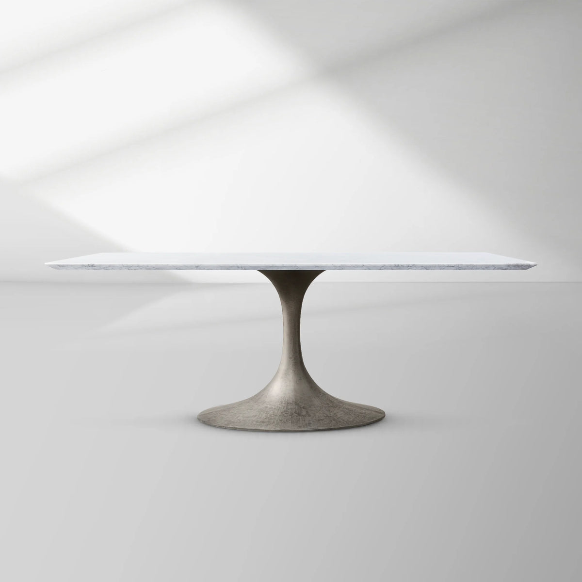 Aero Rectangular Stone Dining Table with Marble Top and Cast Steel Base