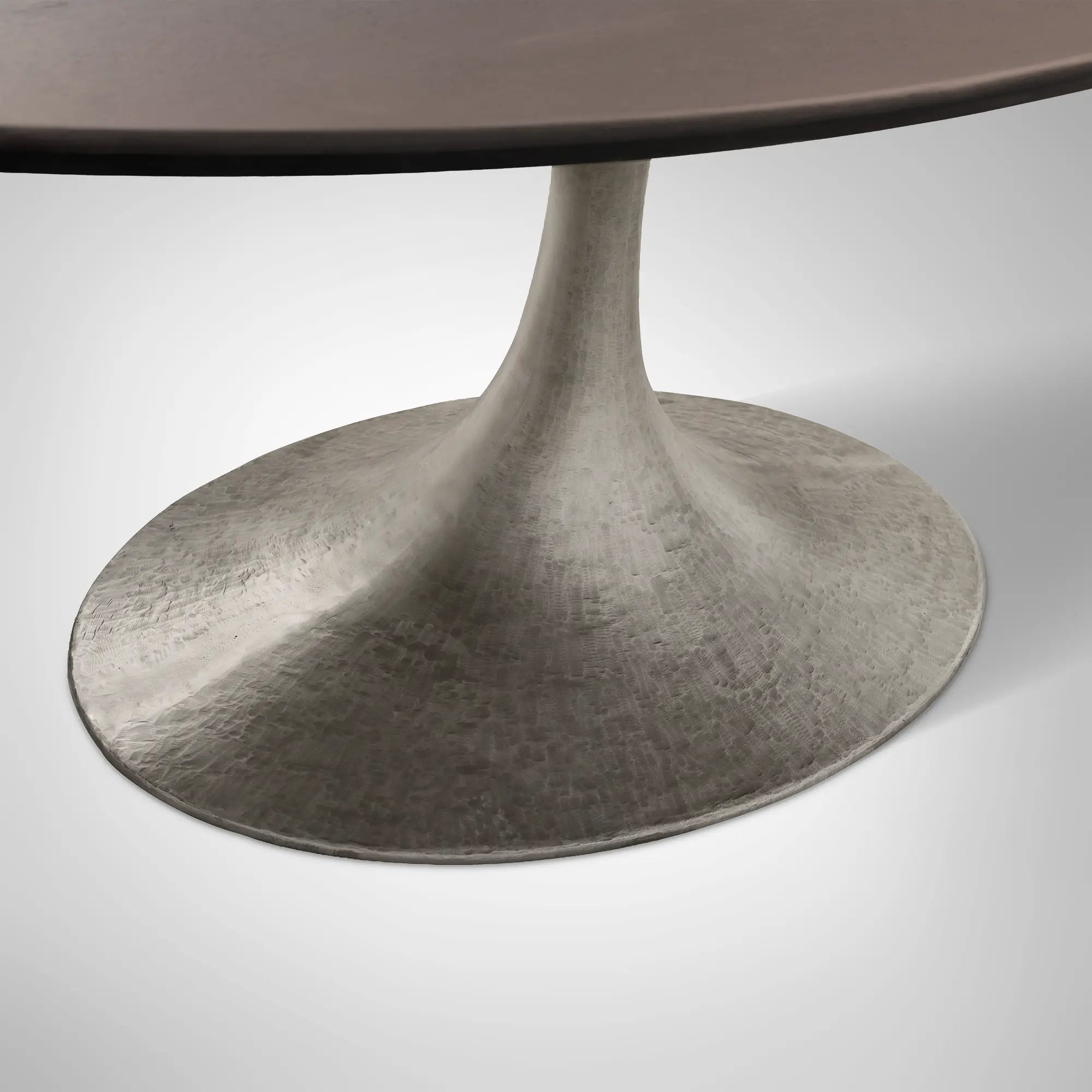 Aero Oval Oak Dining Table with Cast Steel Pedestal Base