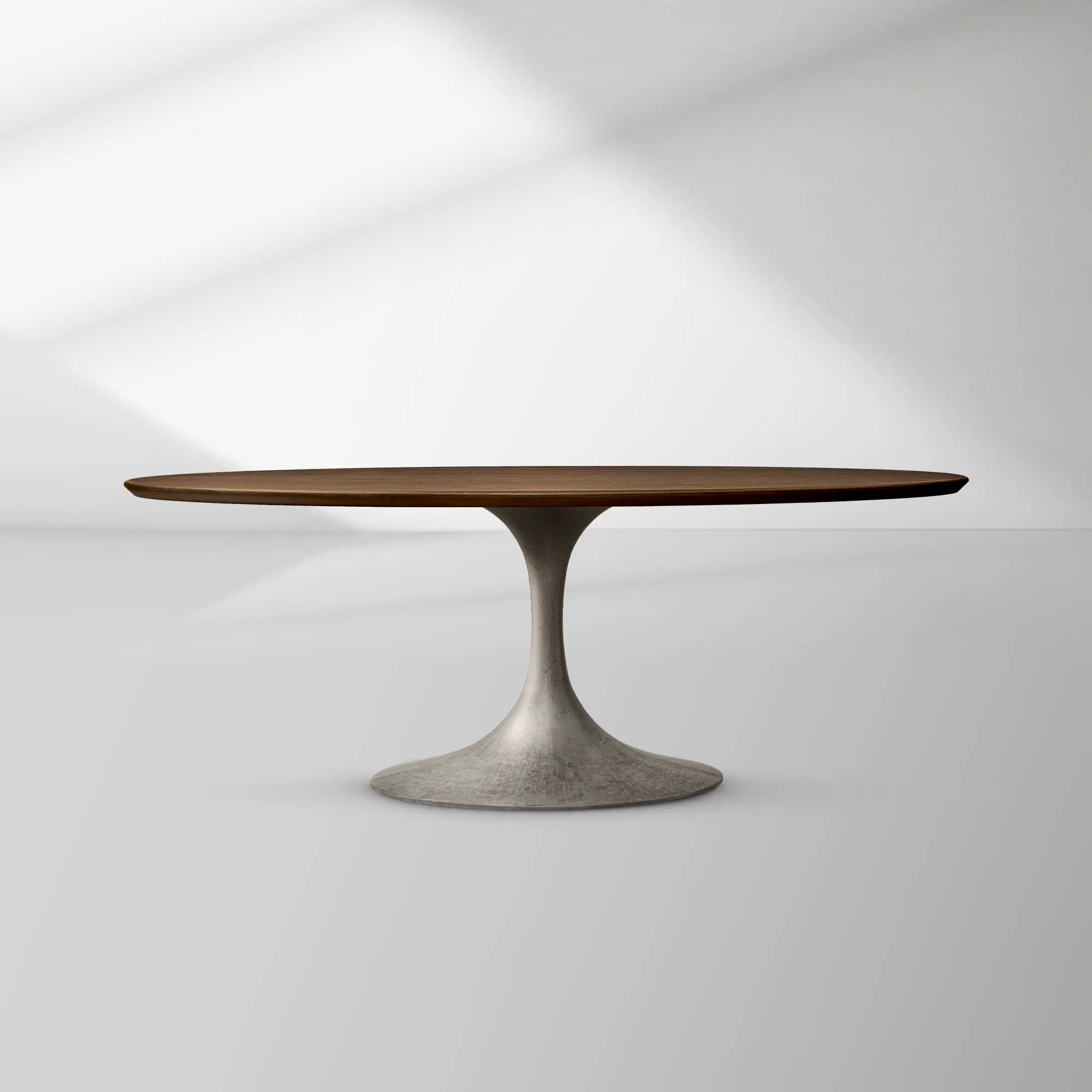 Aero Oval Oak Dining Table with Cast Steel Pedestal Base