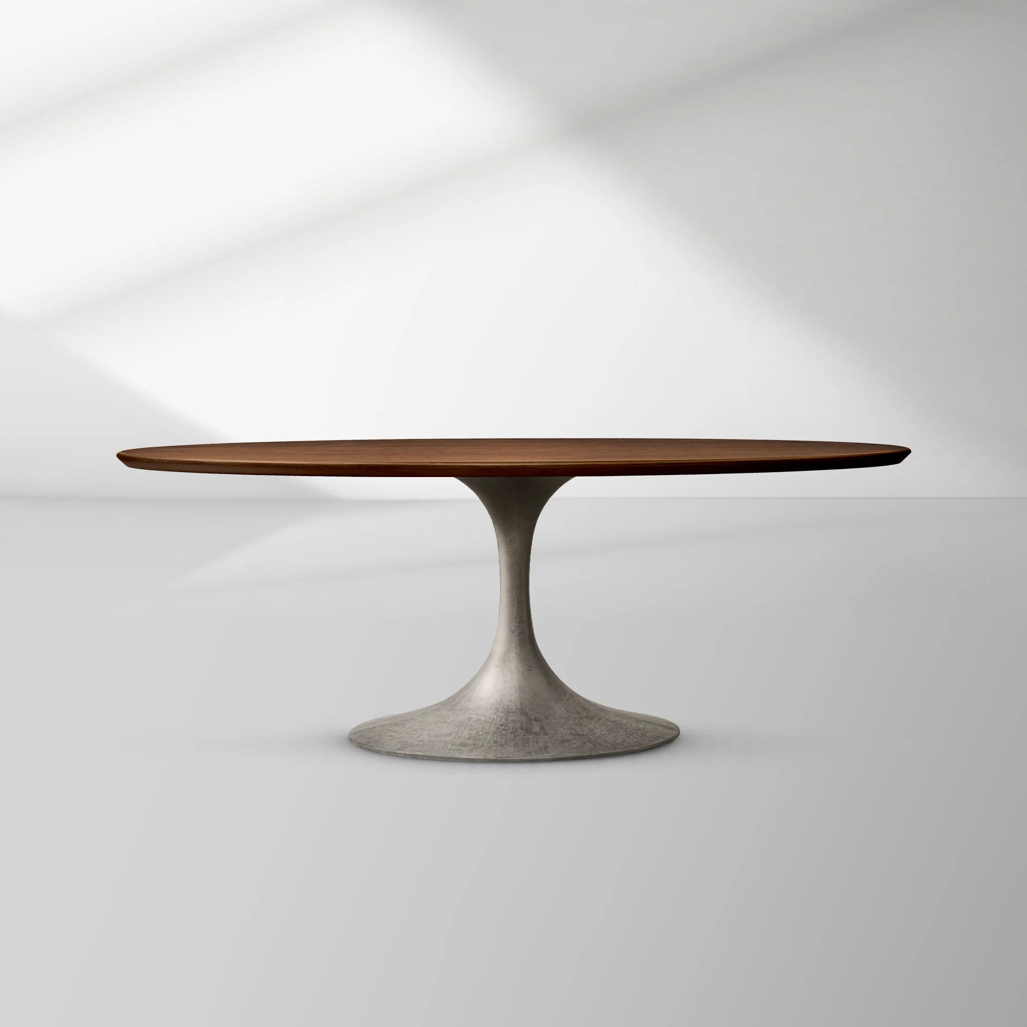 Aero Oval Oak Dining Table with Cast Steel Pedestal Base