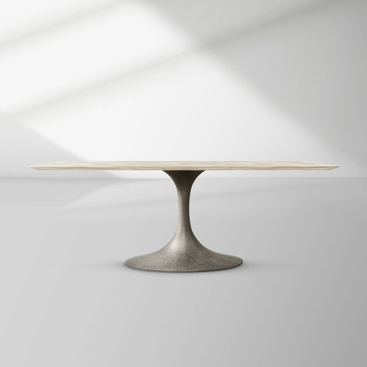 Aero Rectangular Stone Dining Table with Marble Top and Cast Steel Base