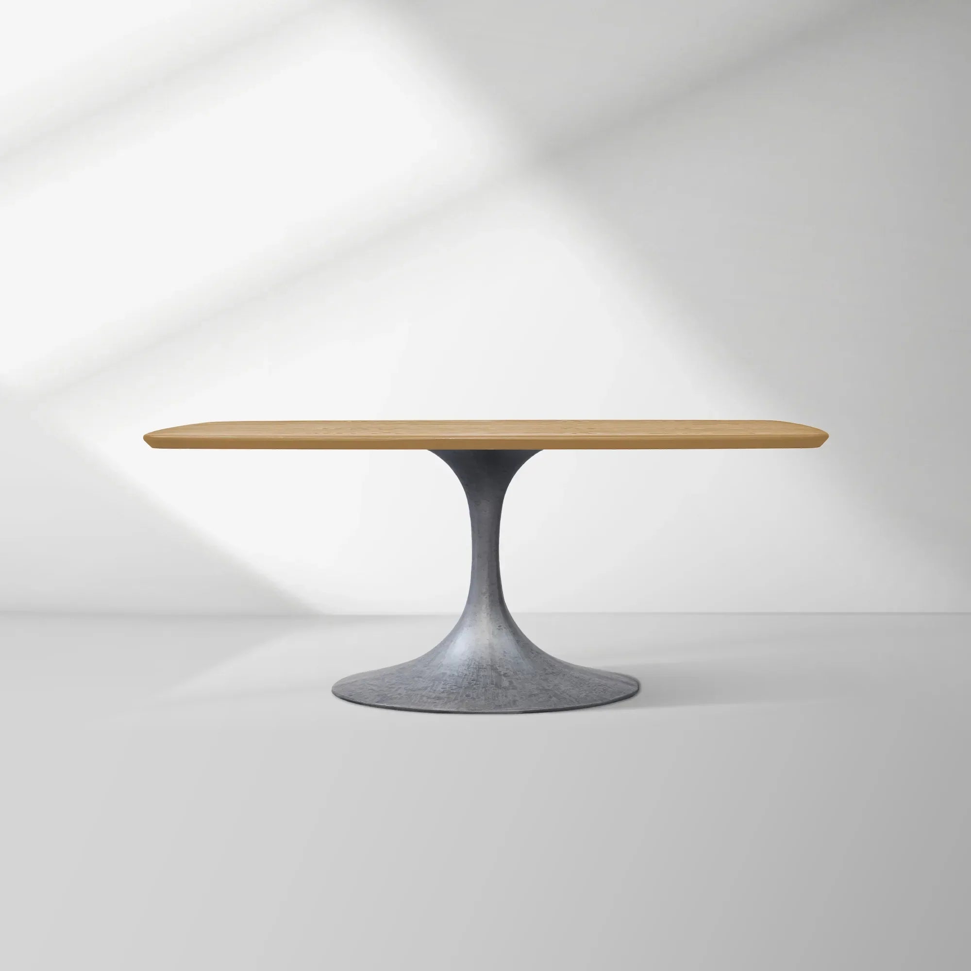 Aero Solid Oak Top Dining Table Tulip Rectangular Dining Table with Launette Base