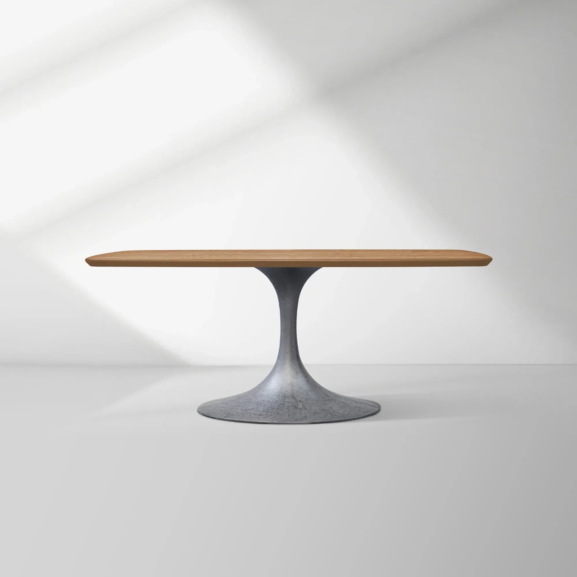 Aero Solid Oak Top Dining Table Tulip Rectangular Dining Table with Launette Base