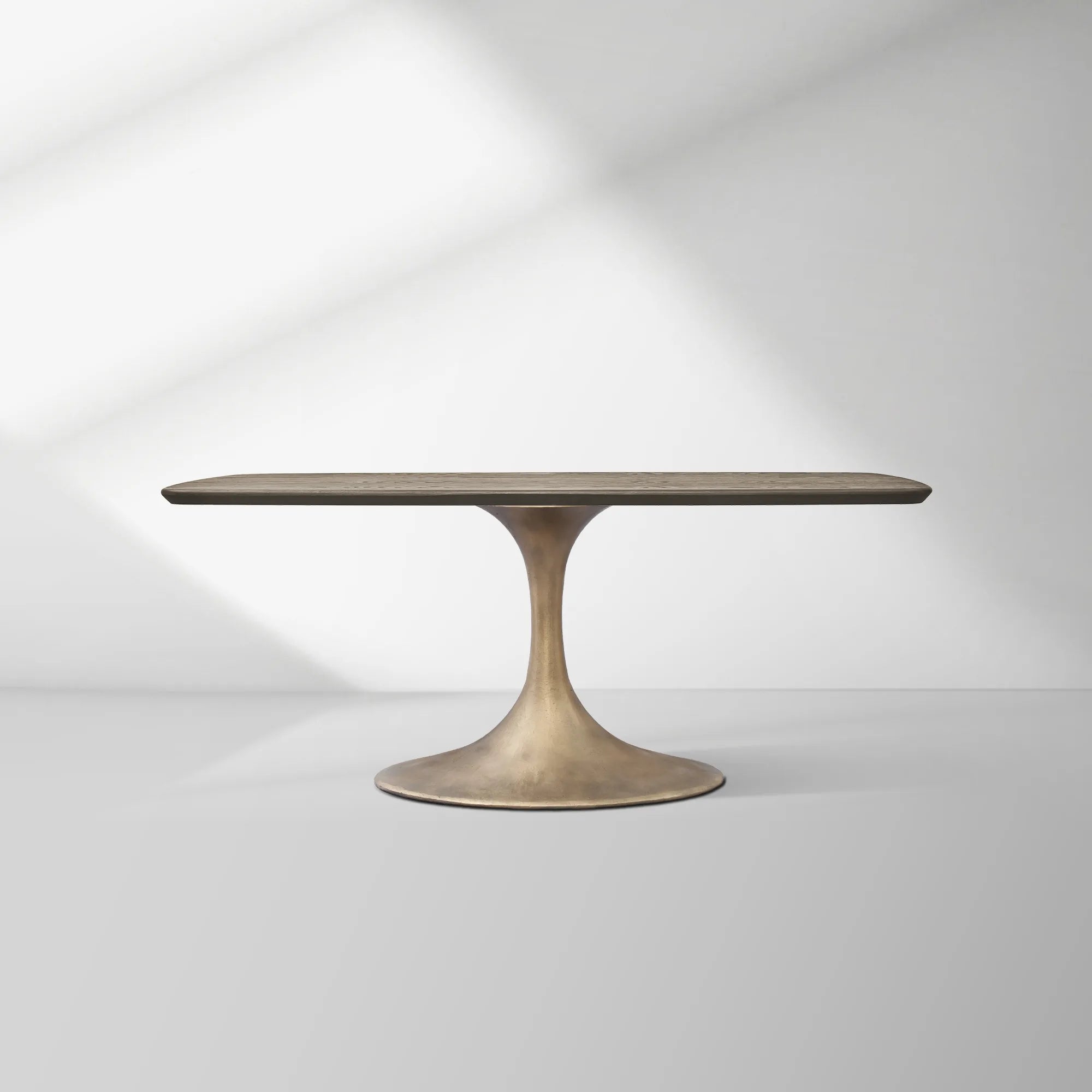 Aero Solid Oak Top Dining Table Tulip Rectangular Dining Table with Launette Base