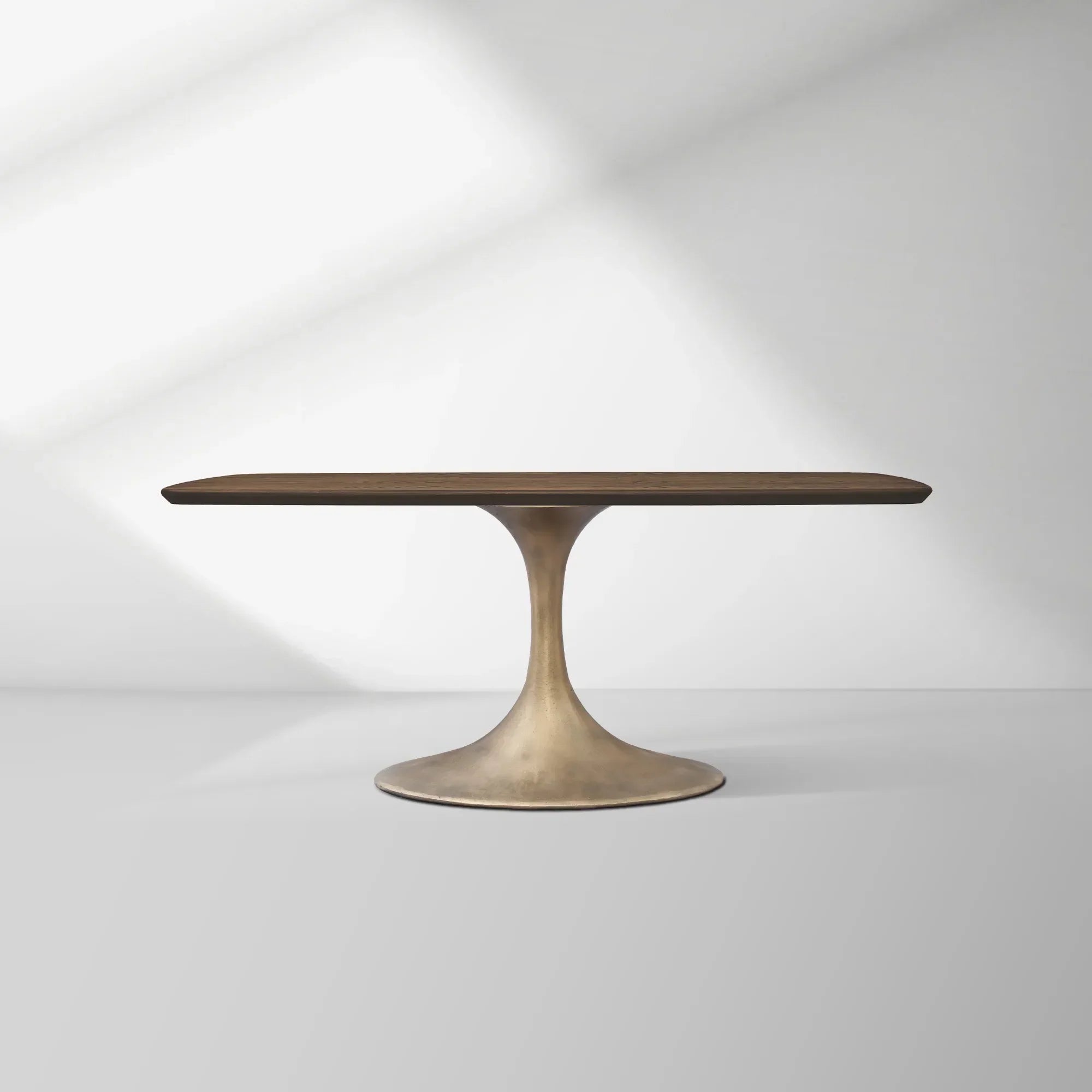 Aero Solid Oak Top Dining Table Tulip Rectangular Dining Table with Launette Base