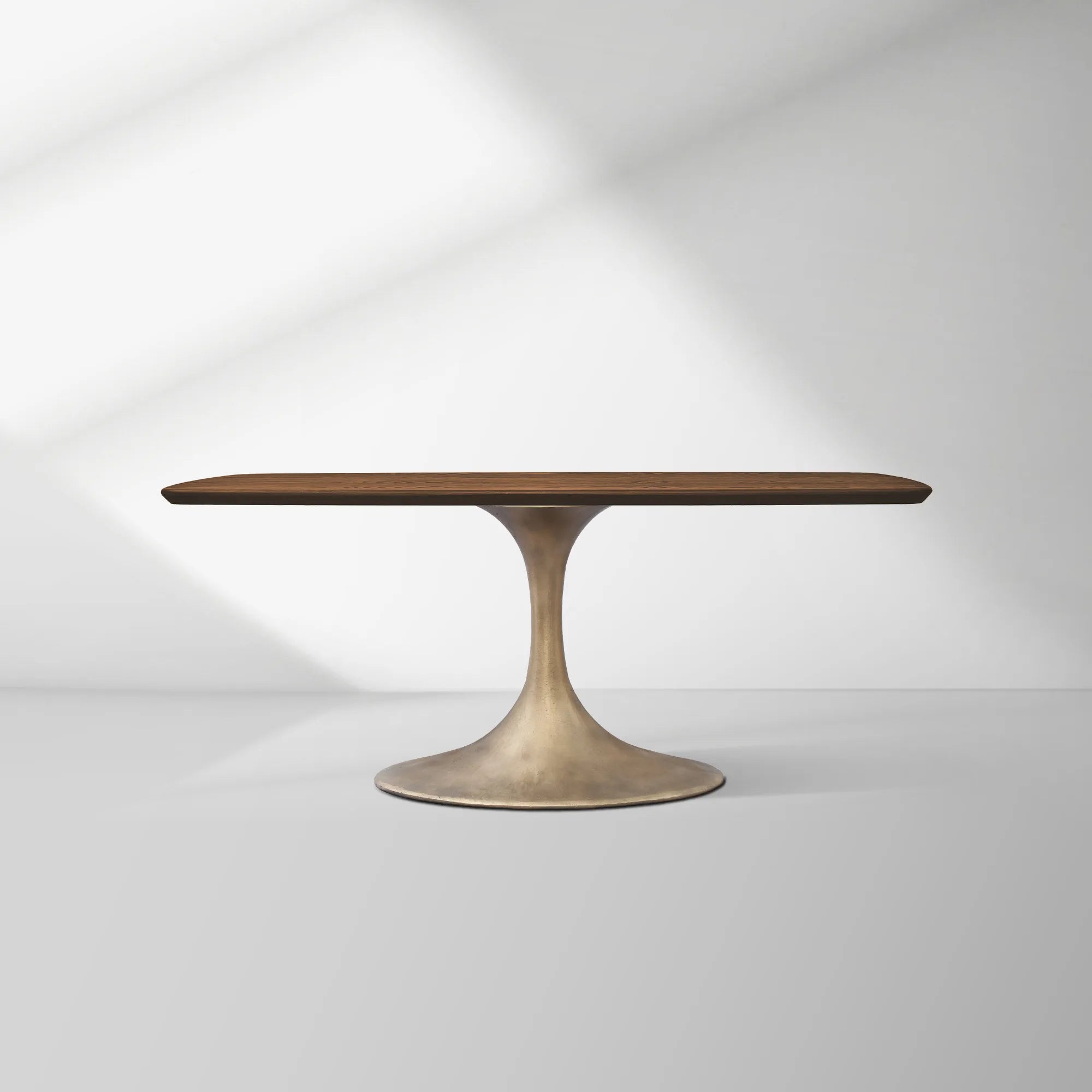 Aero Solid Oak Top Dining Table Tulip Rectangular Dining Table with Launette Base