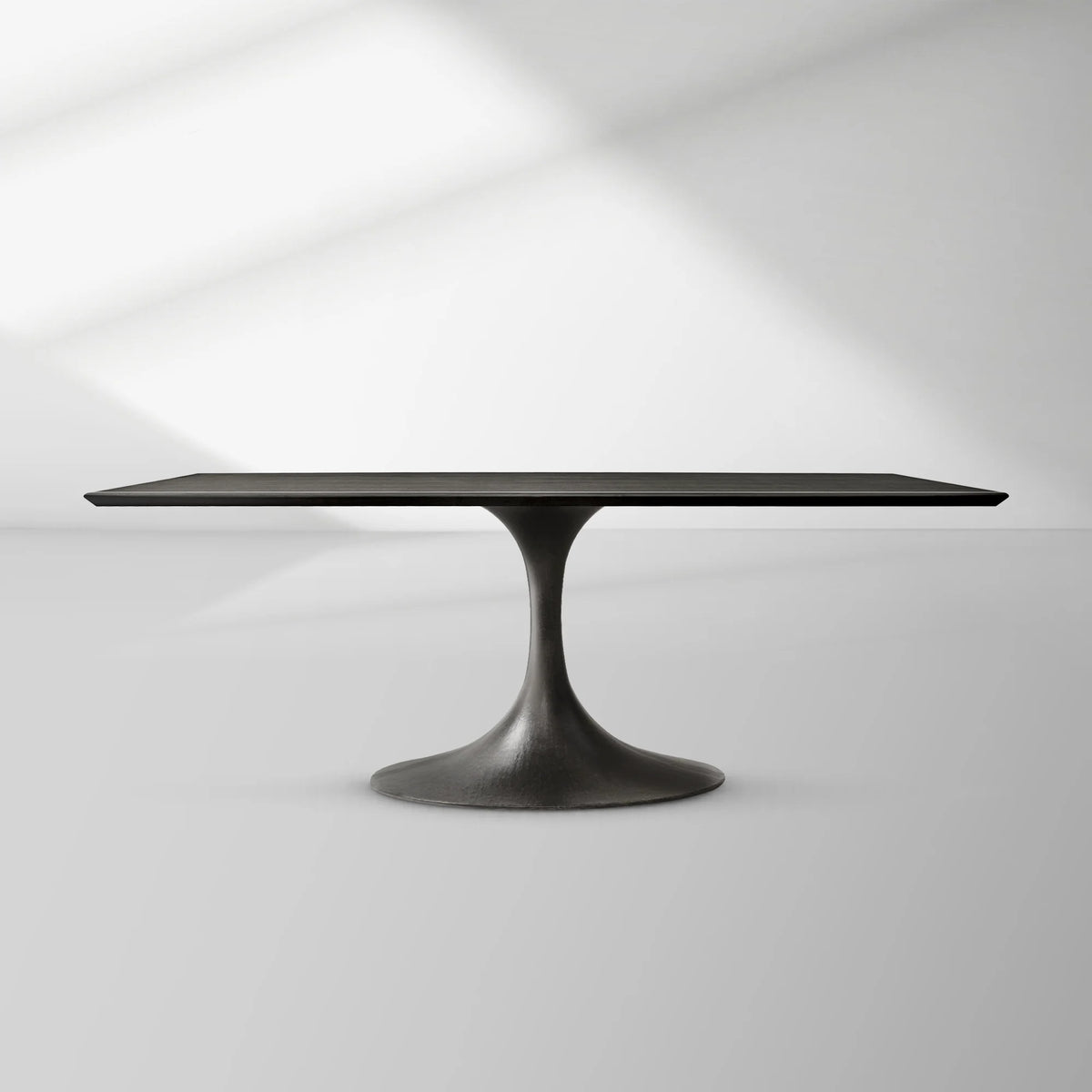 Aero Rectangular Oak Dining Table with Cast Steel Pedestal Base
