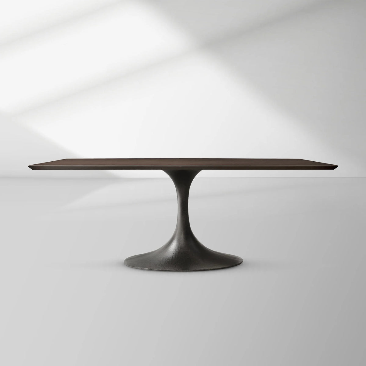 Aero Rectangular Oak Dining Table with Cast Steel Pedestal Base