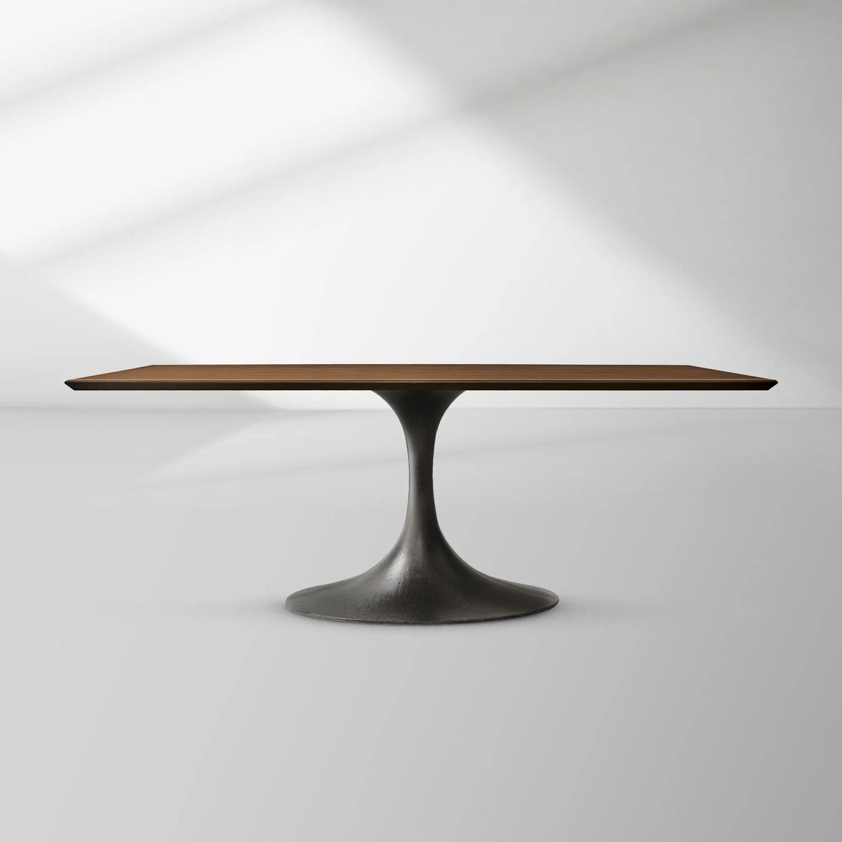 Aero Rectangular Oak Dining Table with Cast Steel Pedestal Base
