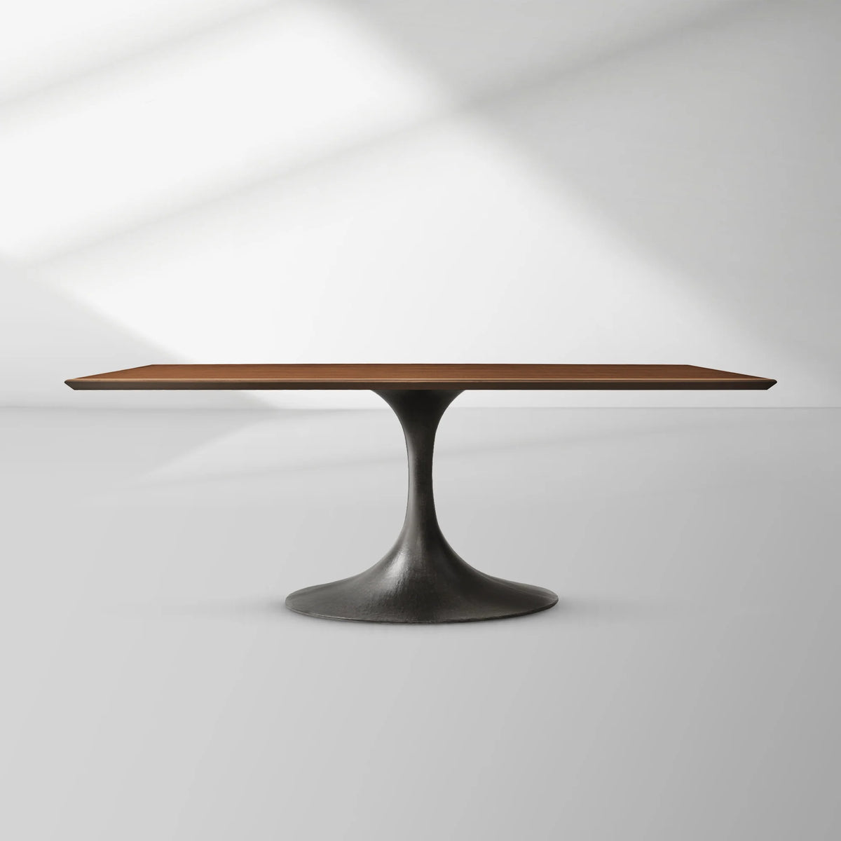 Aero Rectangular Oak Dining Table with Cast Steel Pedestal Base