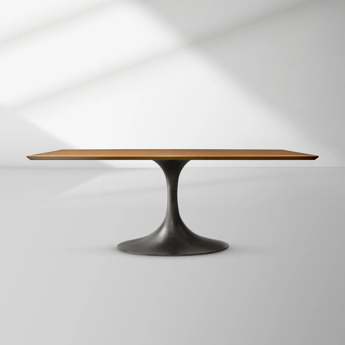 Aero Rectangular Oak Dining Table with Cast Steel Pedestal Base