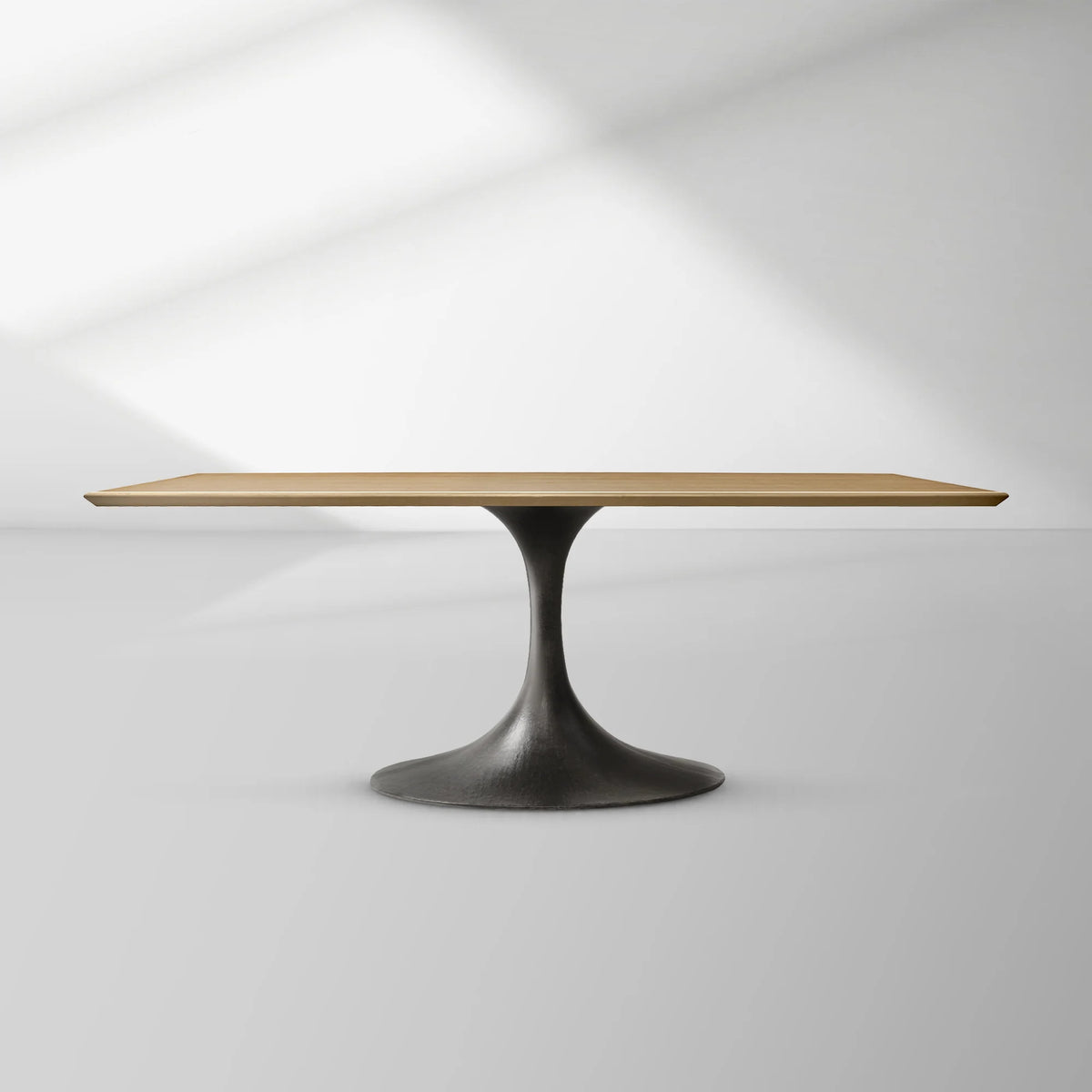 Aero Rectangular Oak Dining Table with Cast Steel Pedestal Base