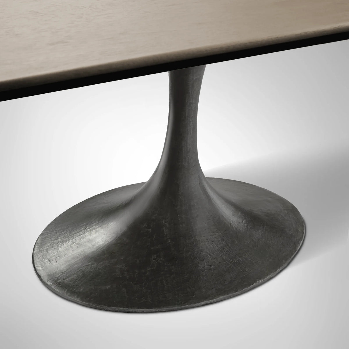 Aero Rectangular Oak Dining Table with Cast Steel Pedestal Base