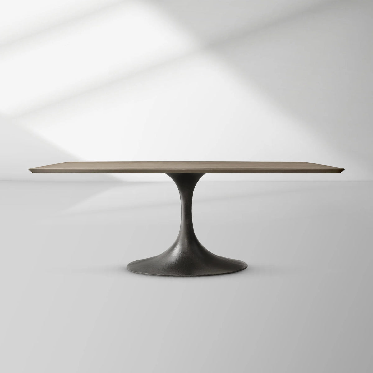 Aero Rectangular Oak Dining Table with Cast Steel Pedestal Base