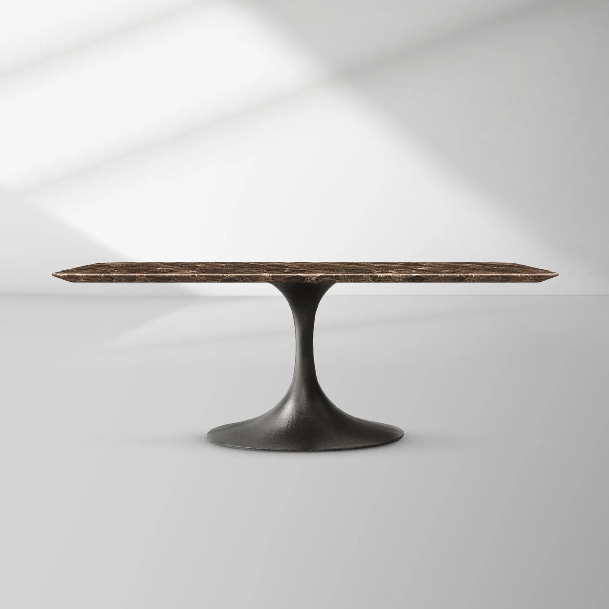 Aero Rectangular Stone Dining Table with Marble Top and Cast Steel Base