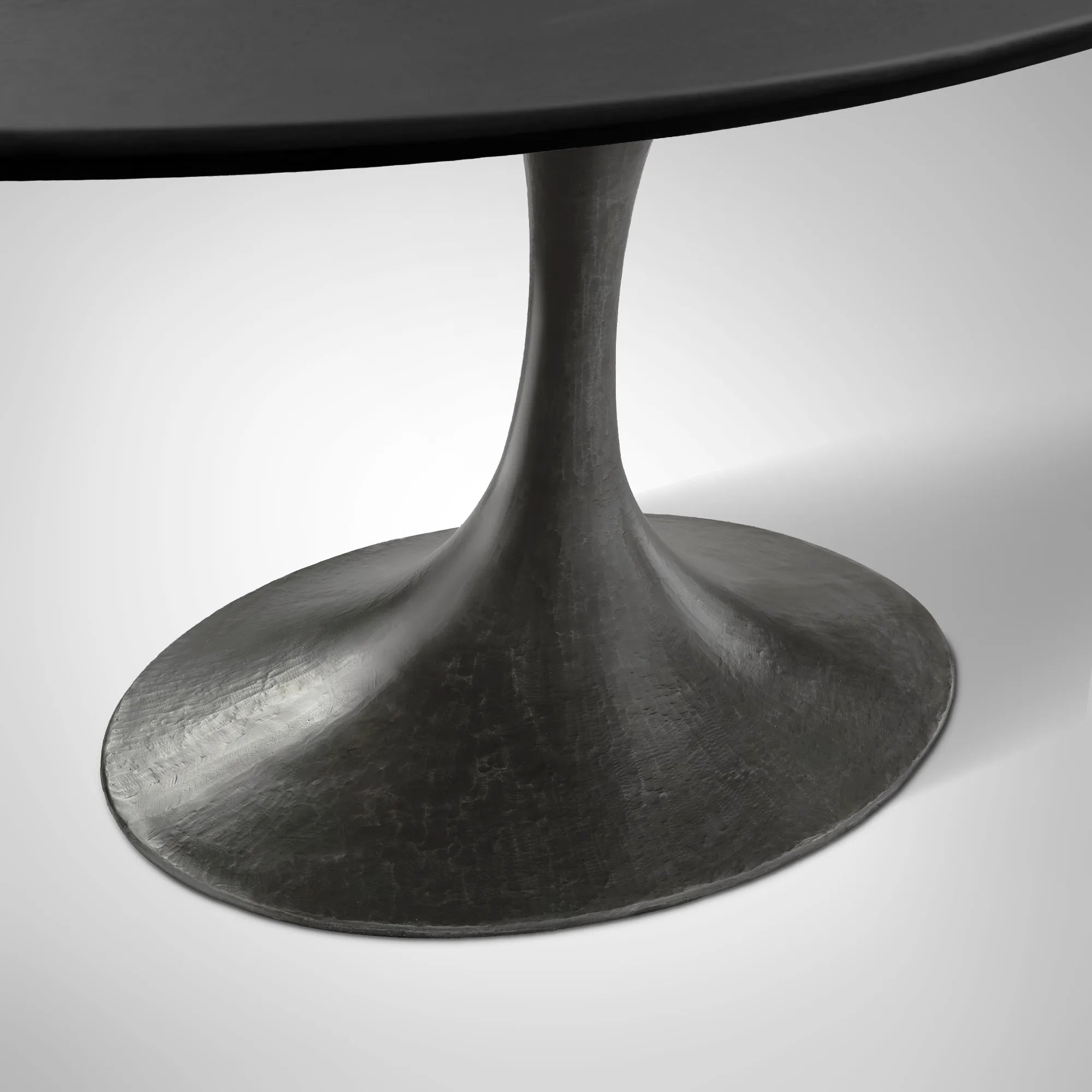 Aero Oval Oak Dining Table with Cast Steel Pedestal Base