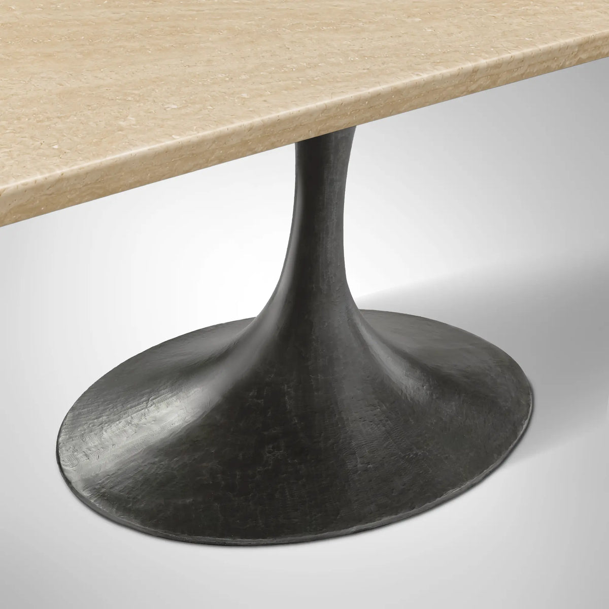 Aero Rectangular Stone Dining Table with Marble Top and Cast Steel Base