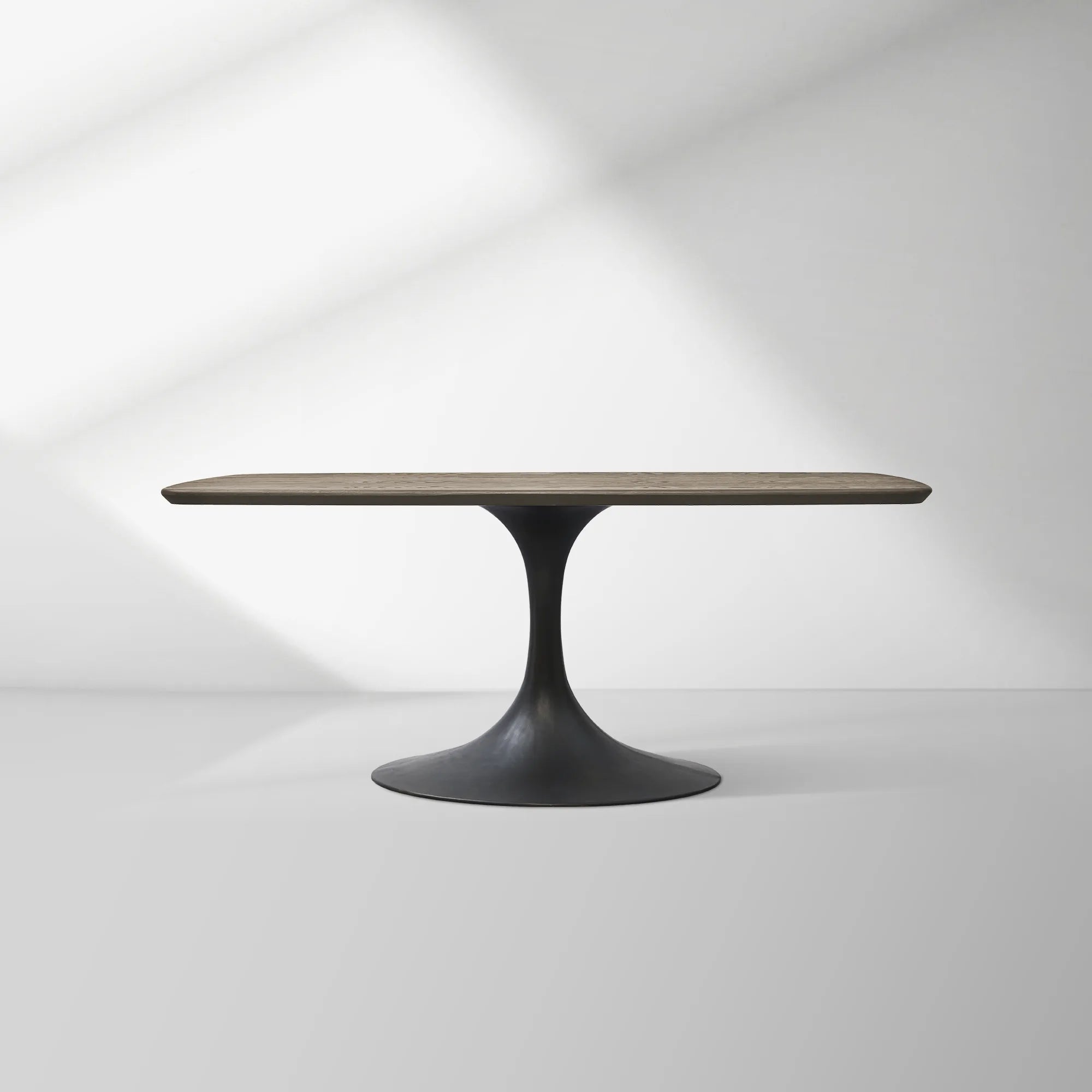 Aero Solid Oak Top Dining Table Tulip Rectangular Dining Table with Launette Base