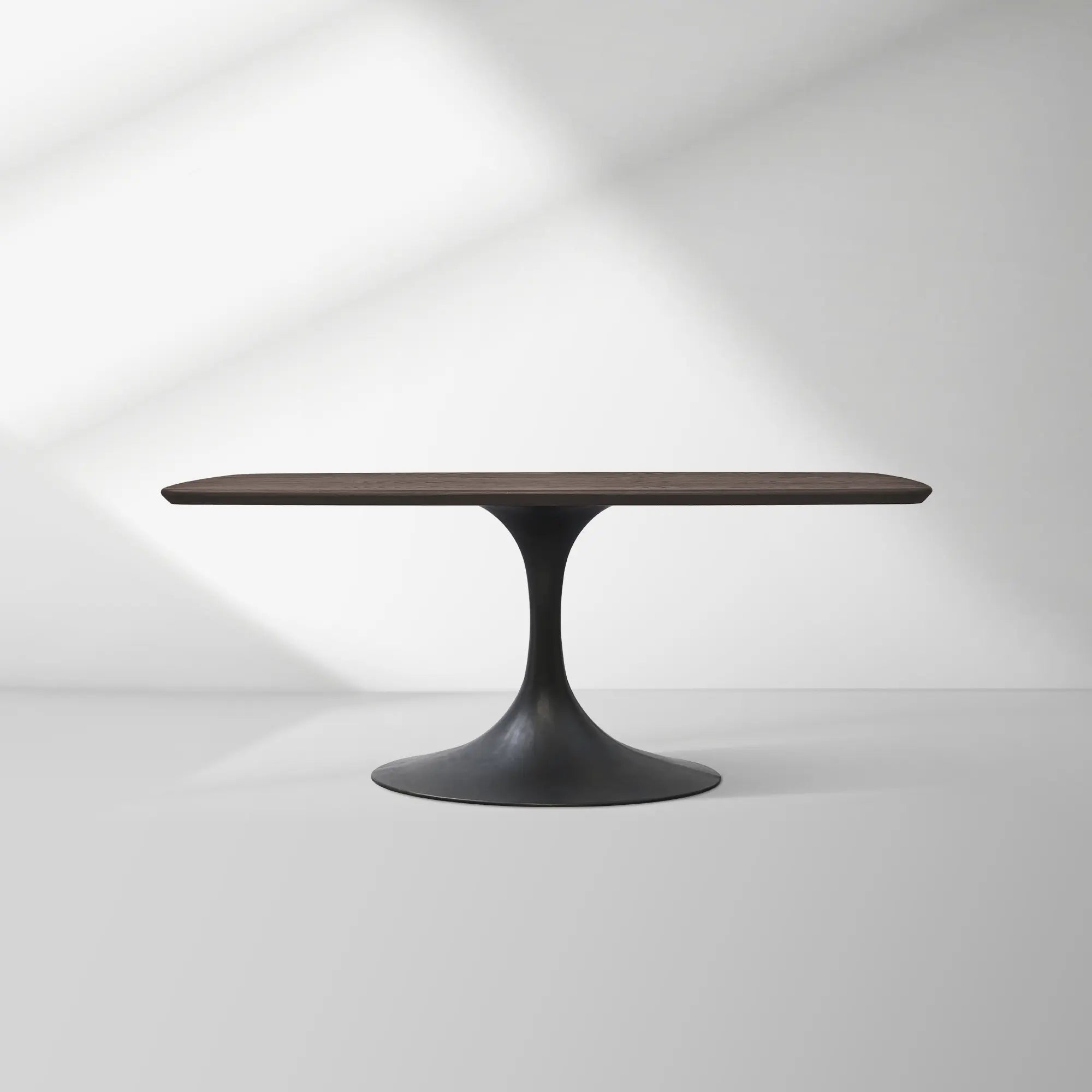 Aero Solid Oak Top Dining Table Tulip Rectangular Dining Table with Launette Base