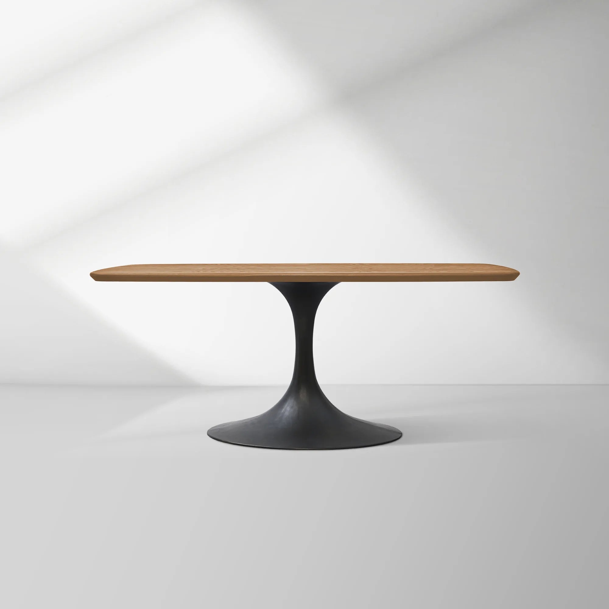 Aero Solid Oak Top Dining Table Tulip Rectangular Dining Table with Launette Base