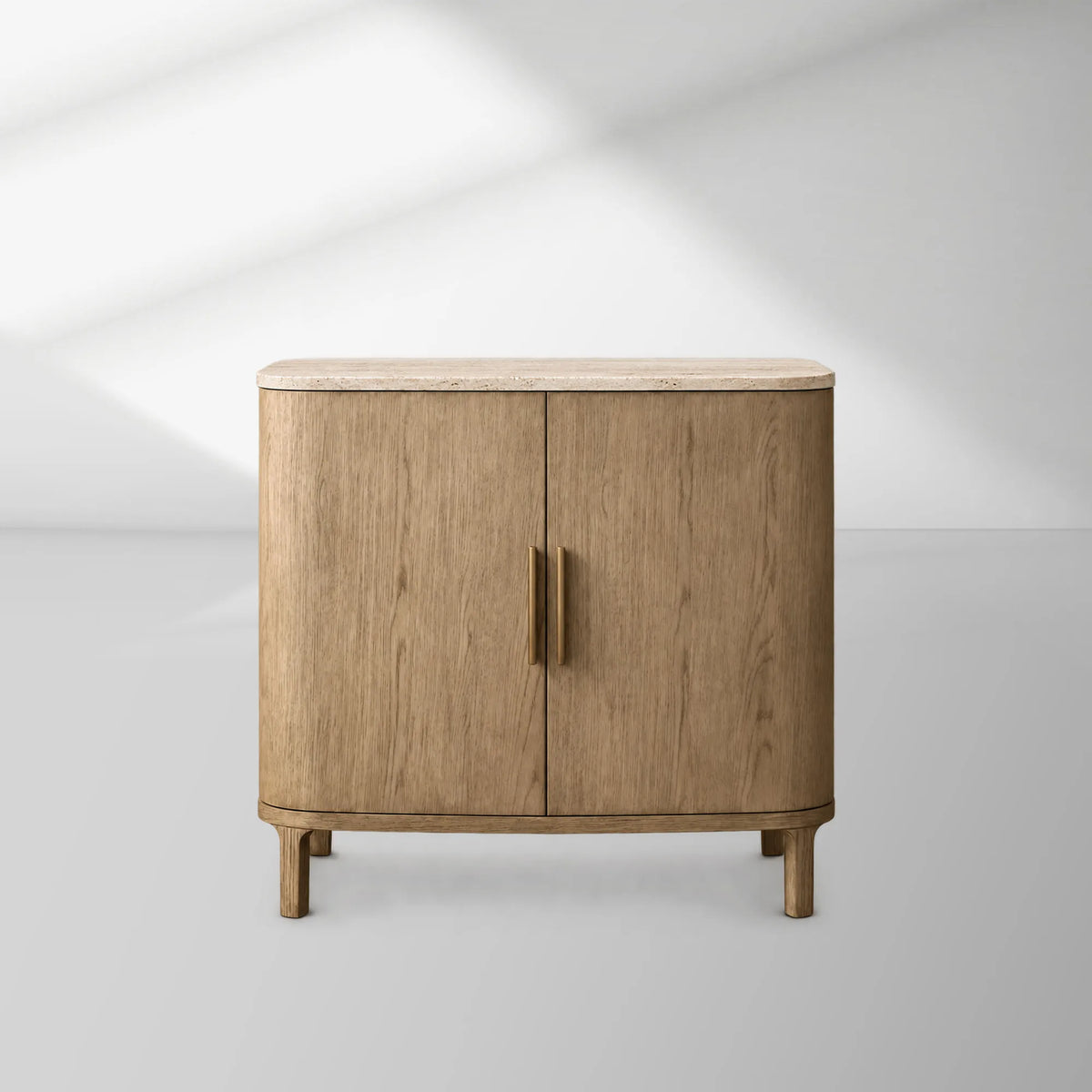 Danny Oak Wood Sideboards Cabinet Marble Top Buffet Cabinet Lockers