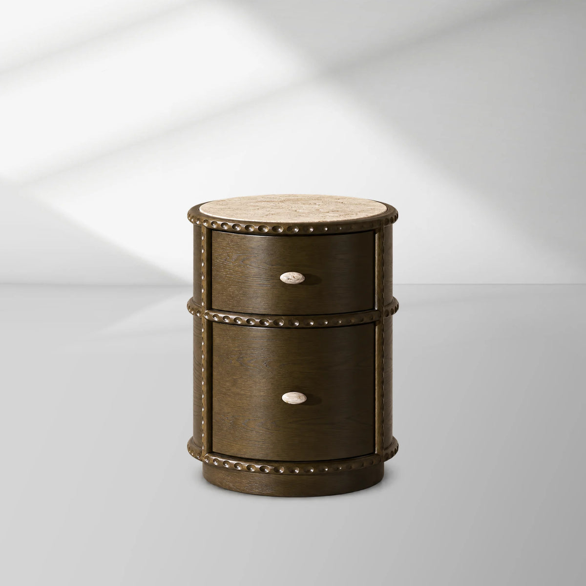 Pierro oakwood Sculptural Bedside Table With Brazilian Quartzite Top Nightstands