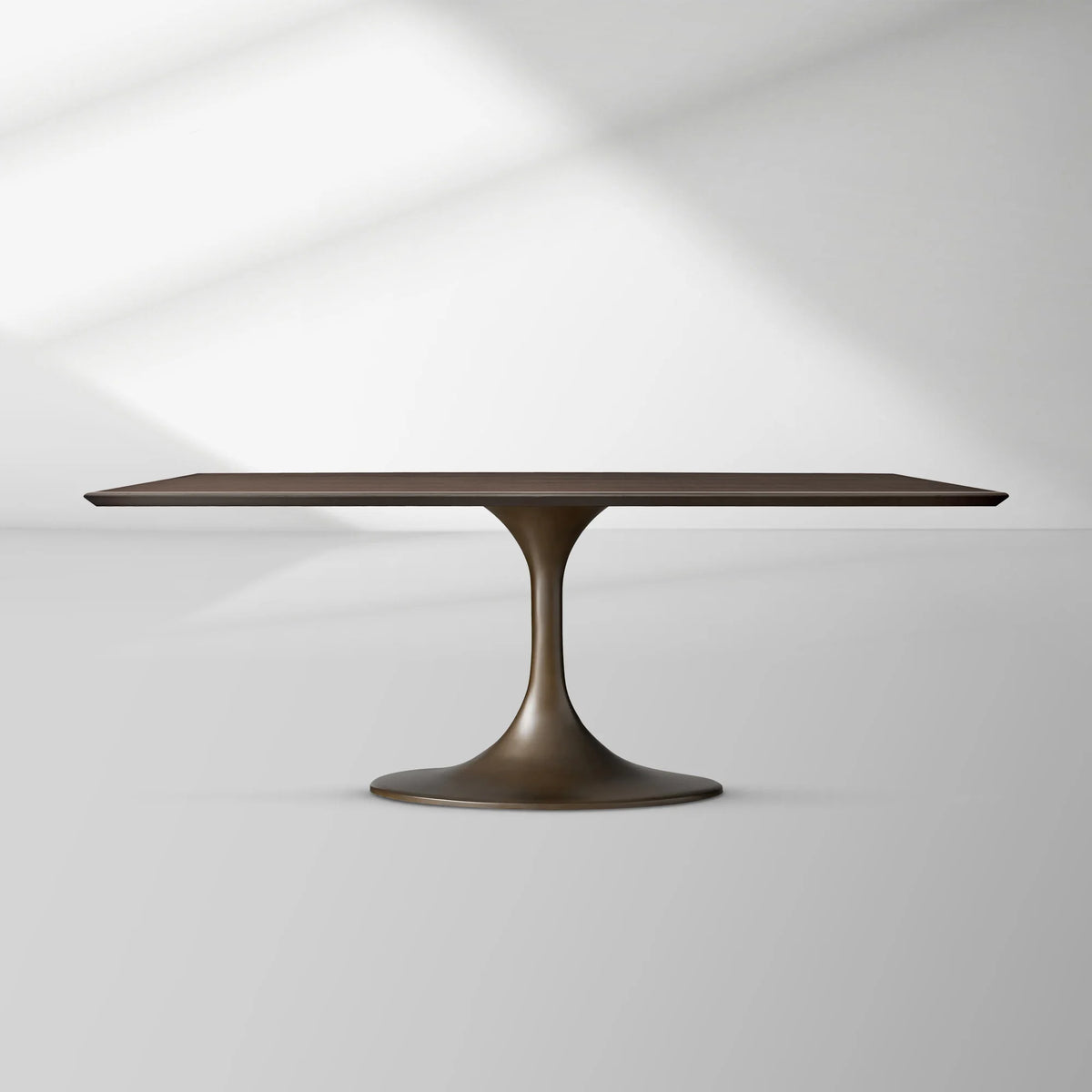 Aero Rectangular Oak Dining Table with Cast Steel Pedestal Base