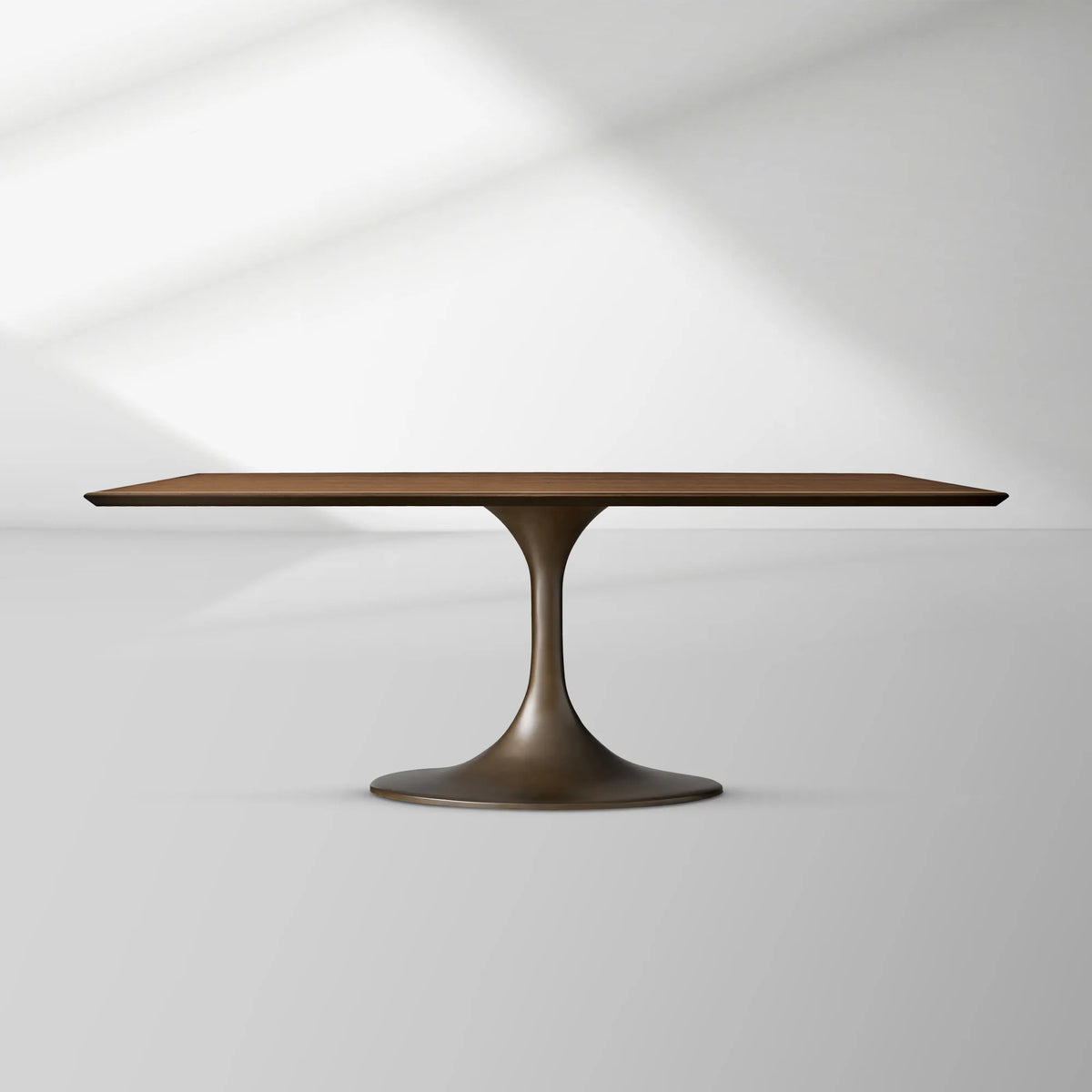 Aero Rectangular Oak Dining Table with Cast Steel Pedestal Base