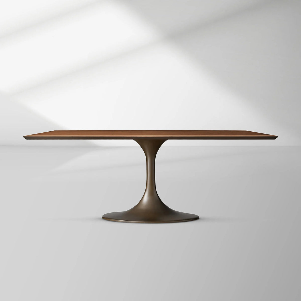 Aero Rectangular Oak Dining Table with Cast Steel Pedestal Base