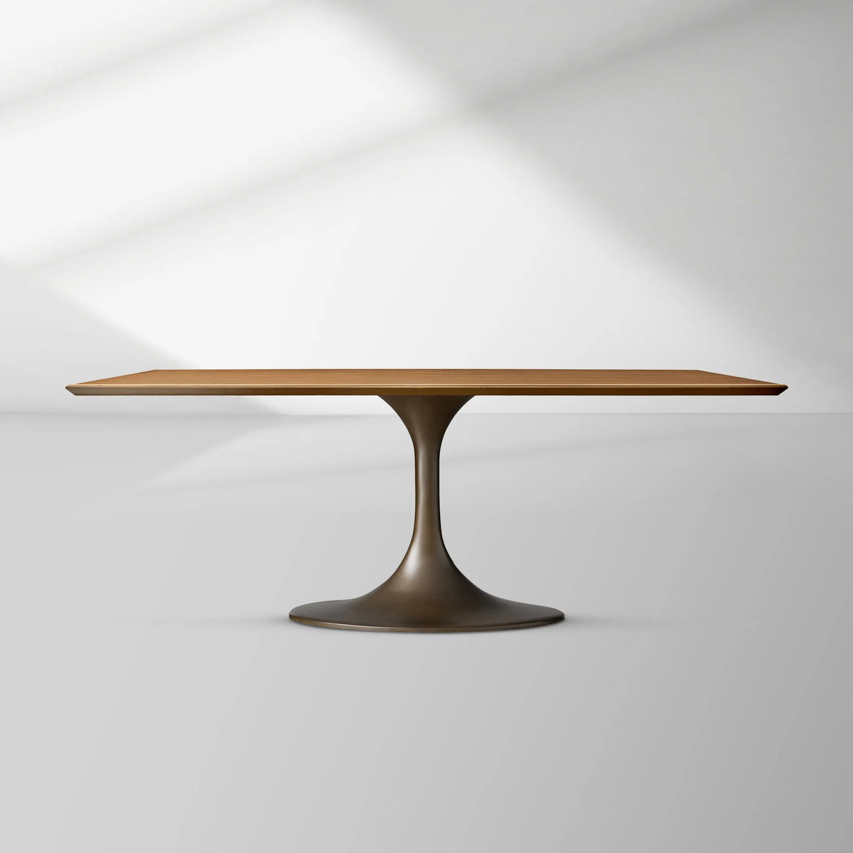 Aero Rectangular Oak Dining Table with Cast Steel Pedestal Base