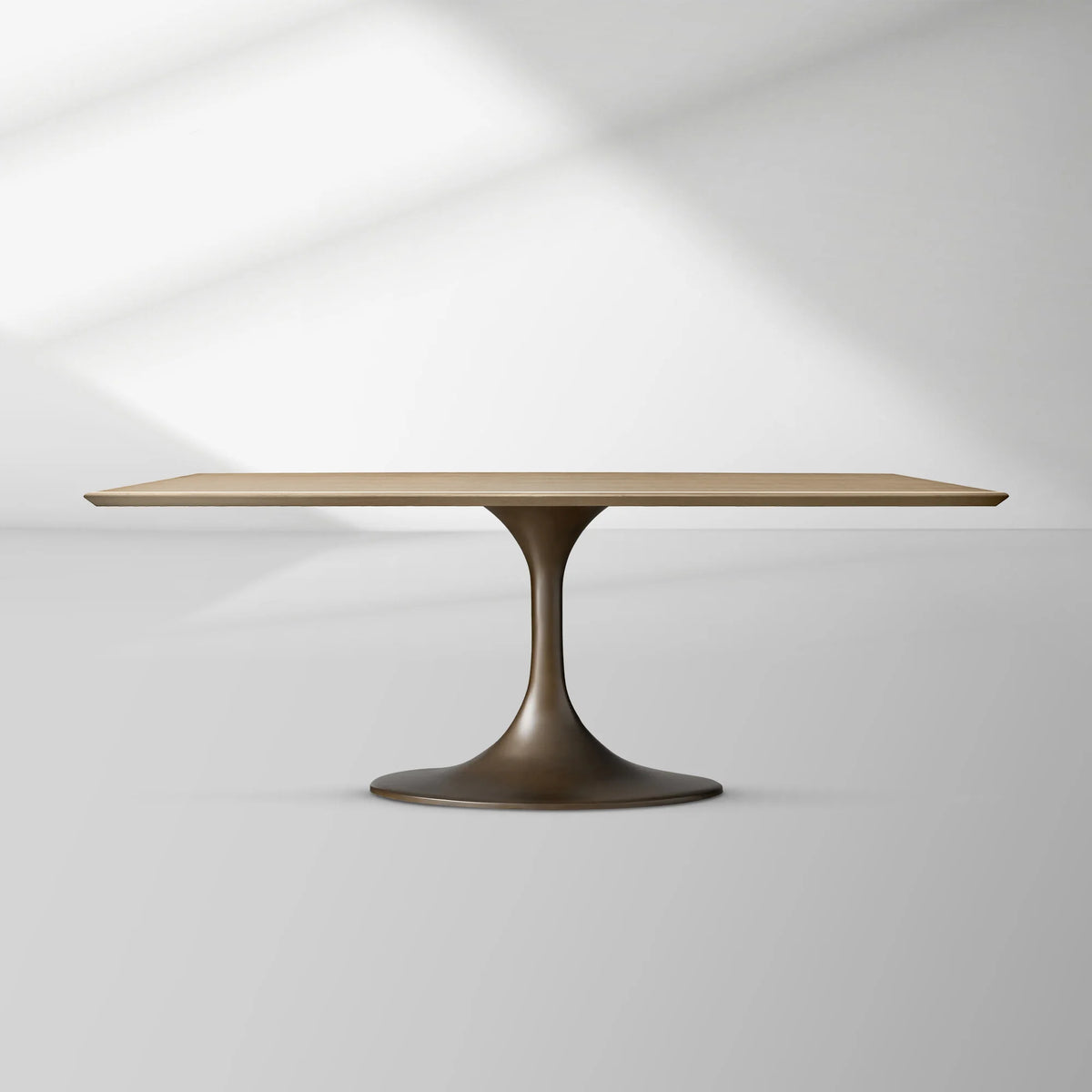 Aero Rectangular Oak Dining Table with Cast Steel Pedestal Base