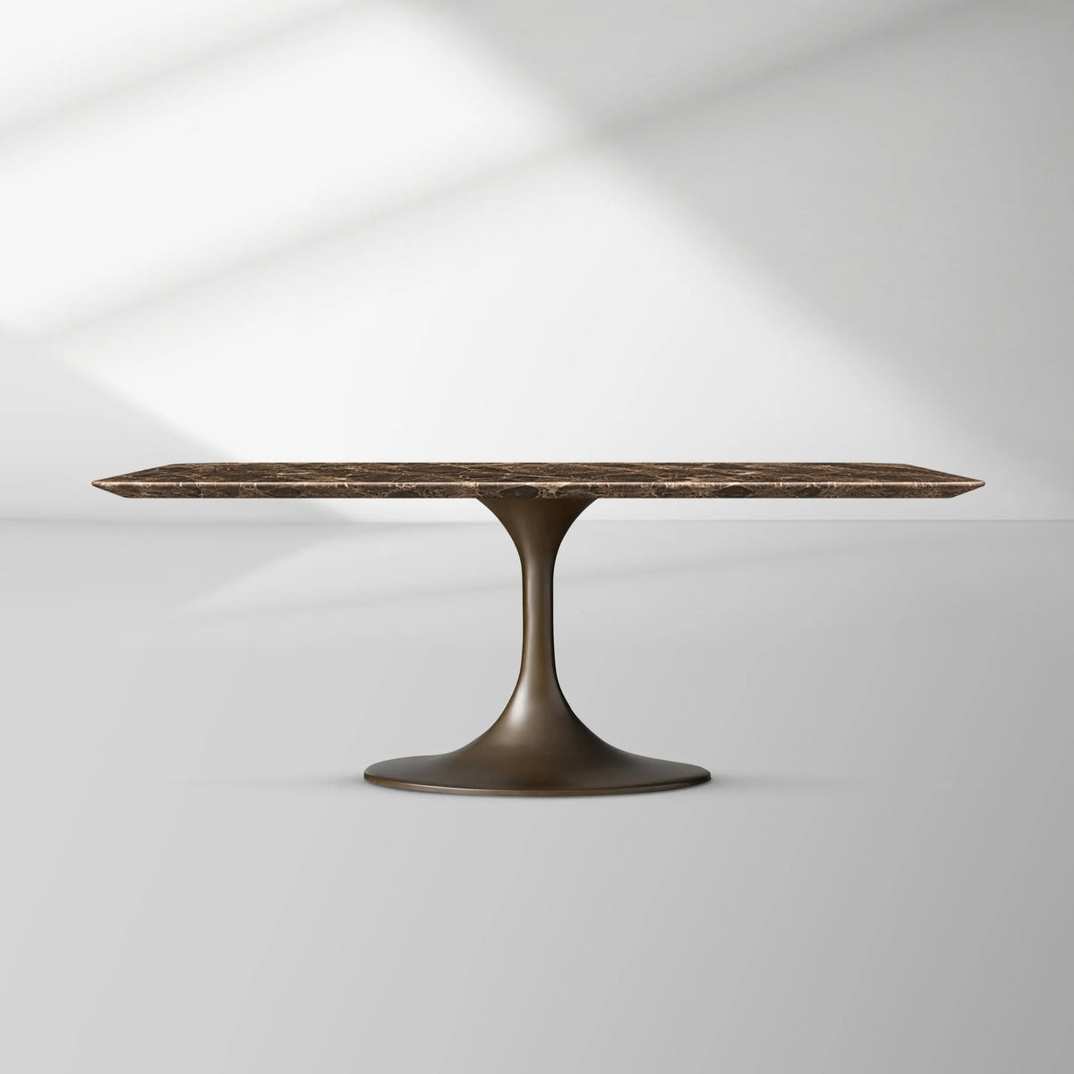 Aero Rectangular Stone Dining Table with Marble Top and Cast Steel Base