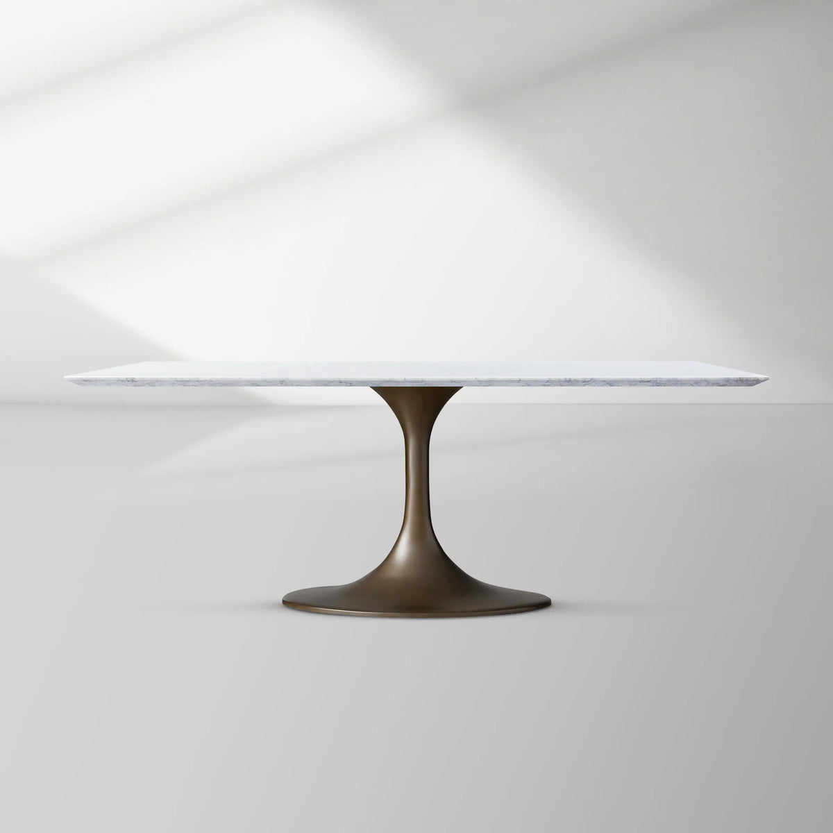 Aero Rectangular Stone Dining Table with Marble Top and Cast Steel Base