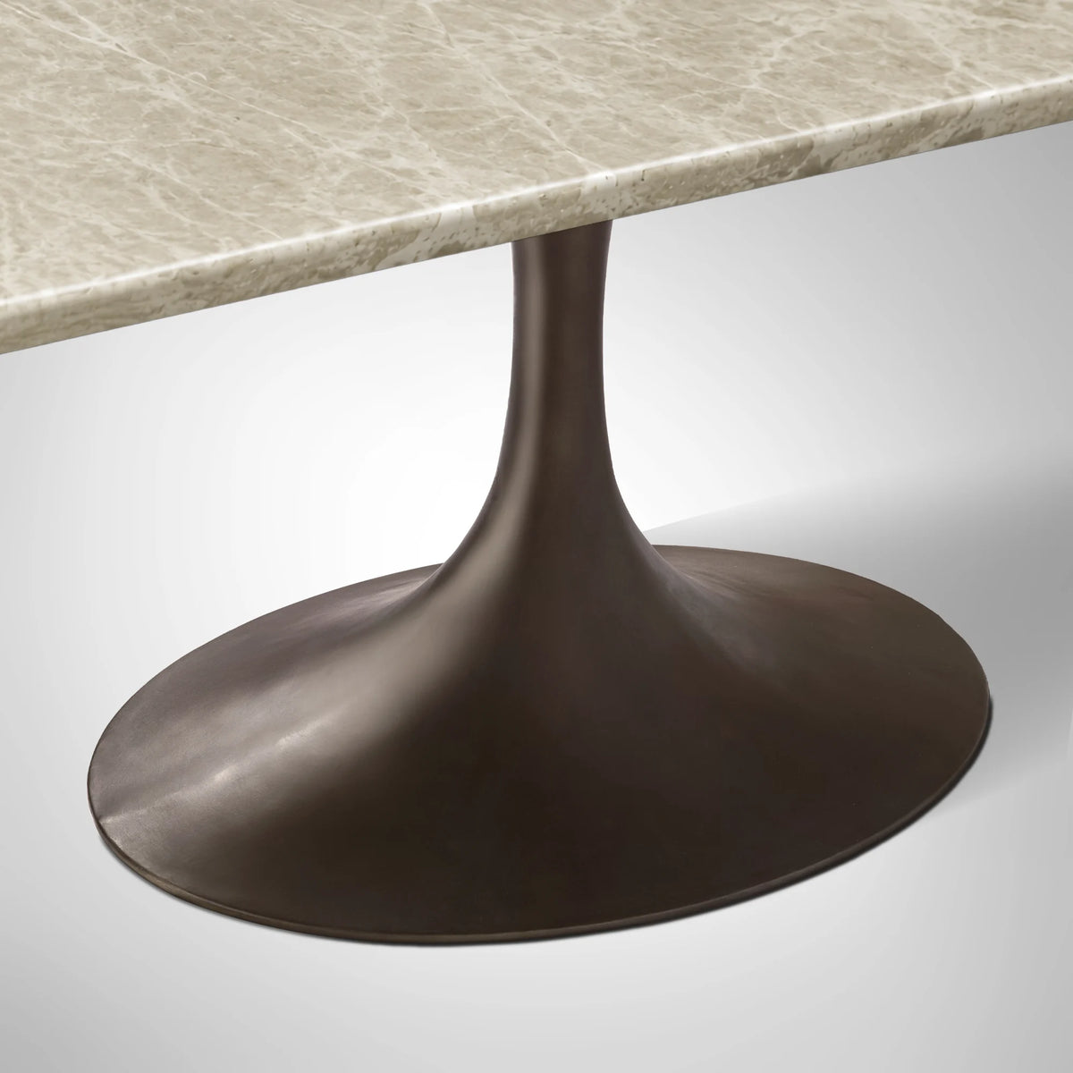 Aero Rectangular Stone Dining Table with Marble Top and Cast Steel Base
